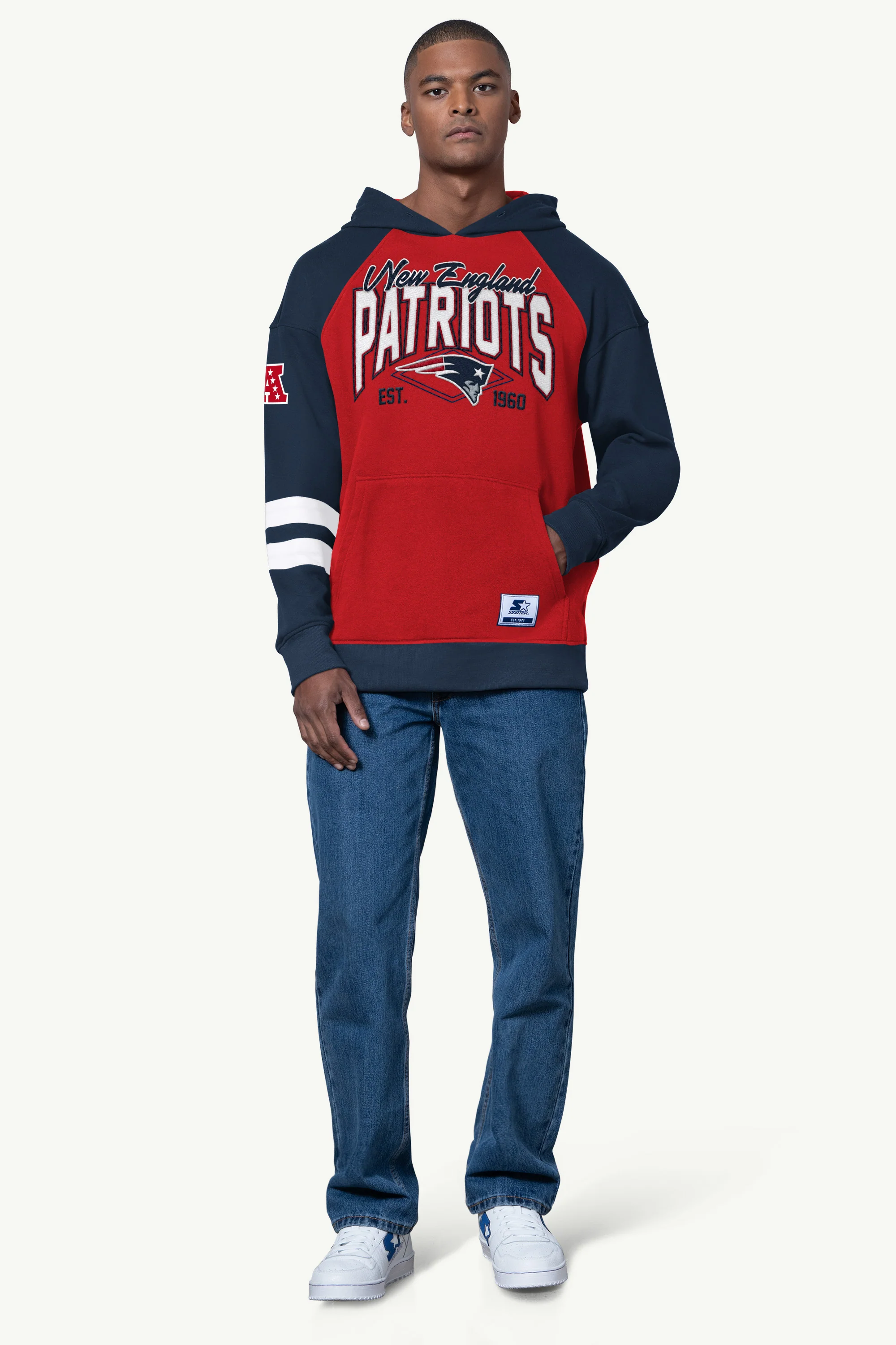 MENS NEW ENGLAND PATRIOTS INTERCEPTION COLORBLOCK HOODIE - Image 3