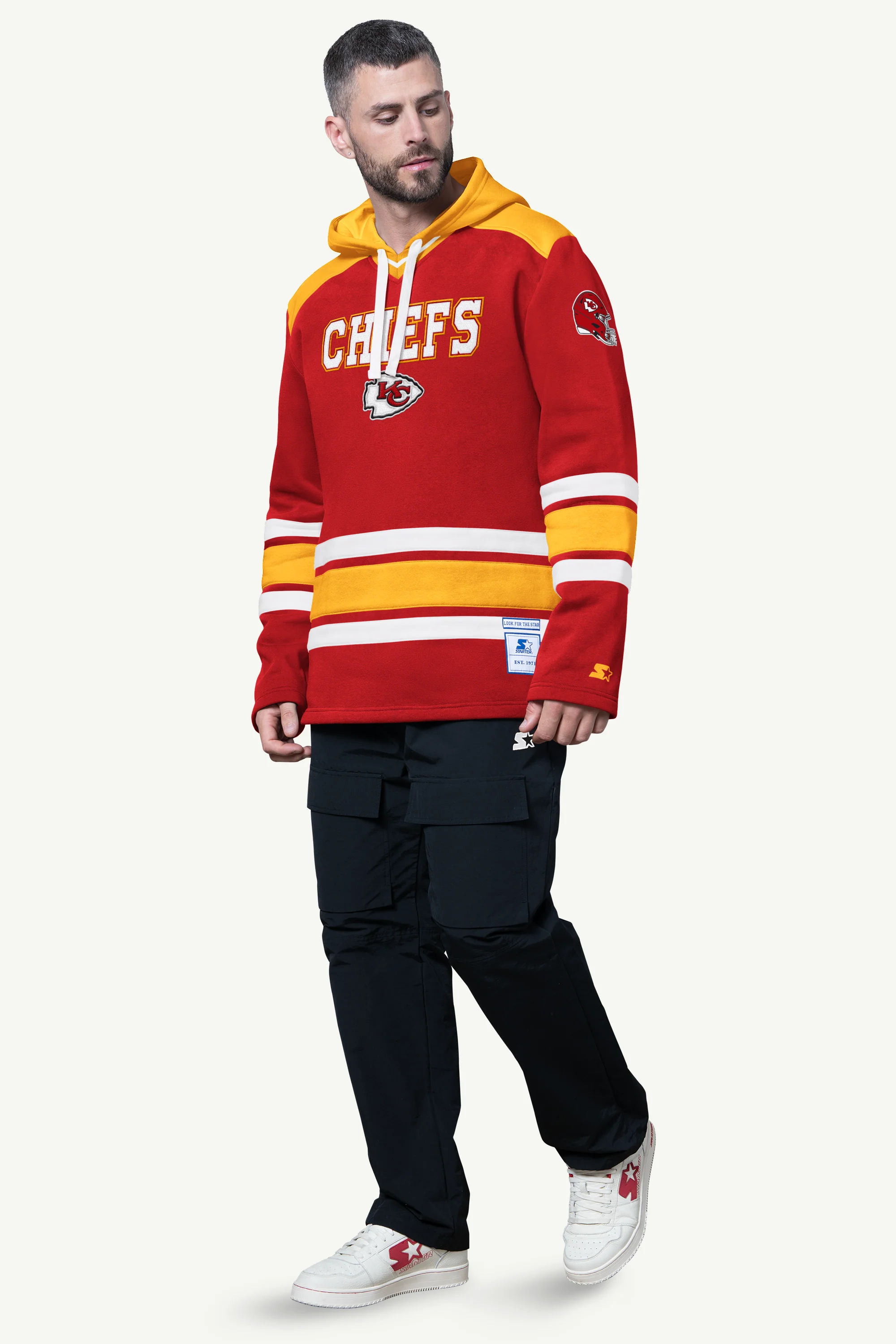 MENS KANSAS CITY CHIEFS SLAP SHOT HOODED HOCKEY PULLOVER - Image 3