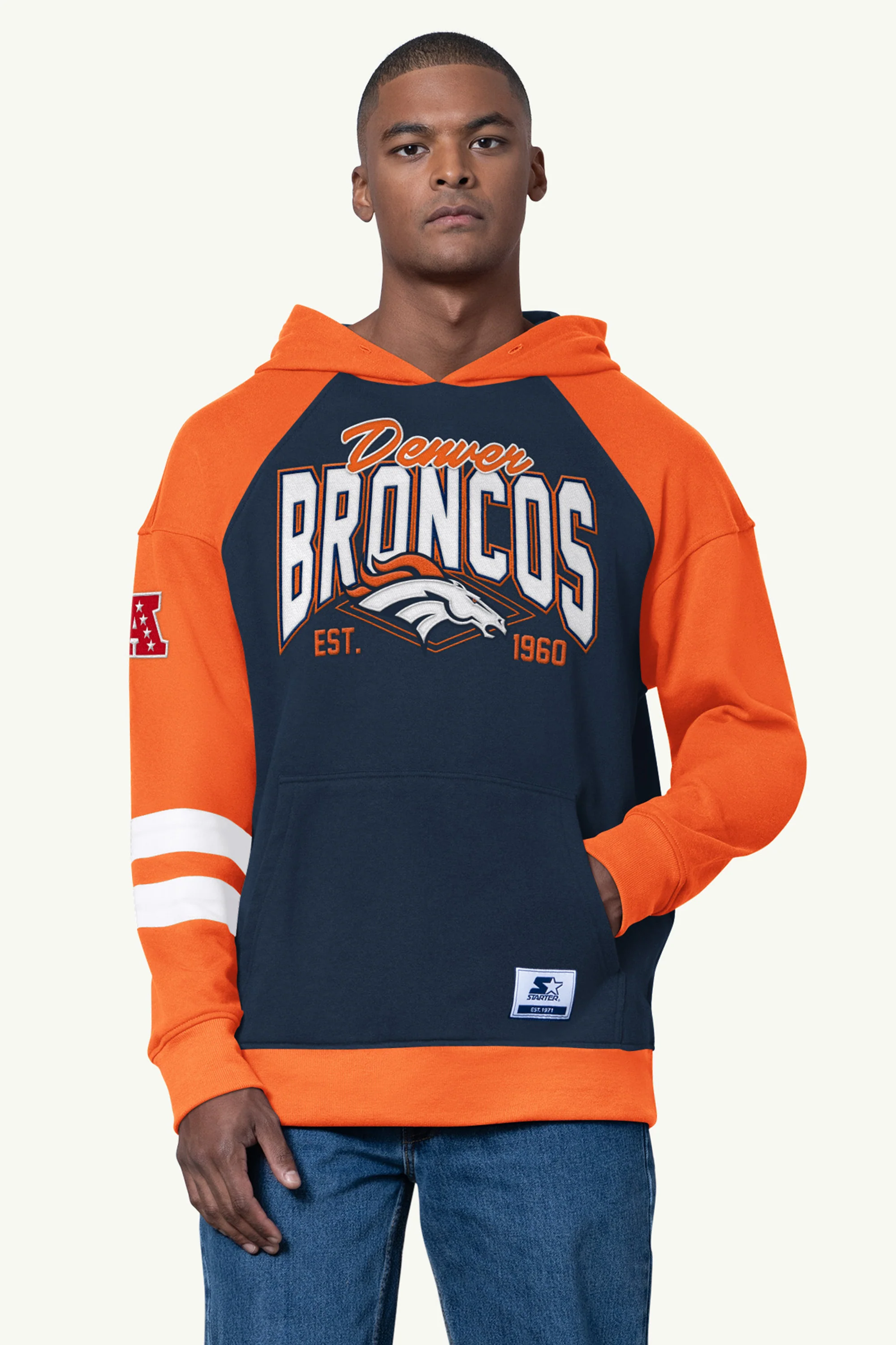 MENS DENVER BRONCOS INTERCEPTION COLORBLOCK HOODIE