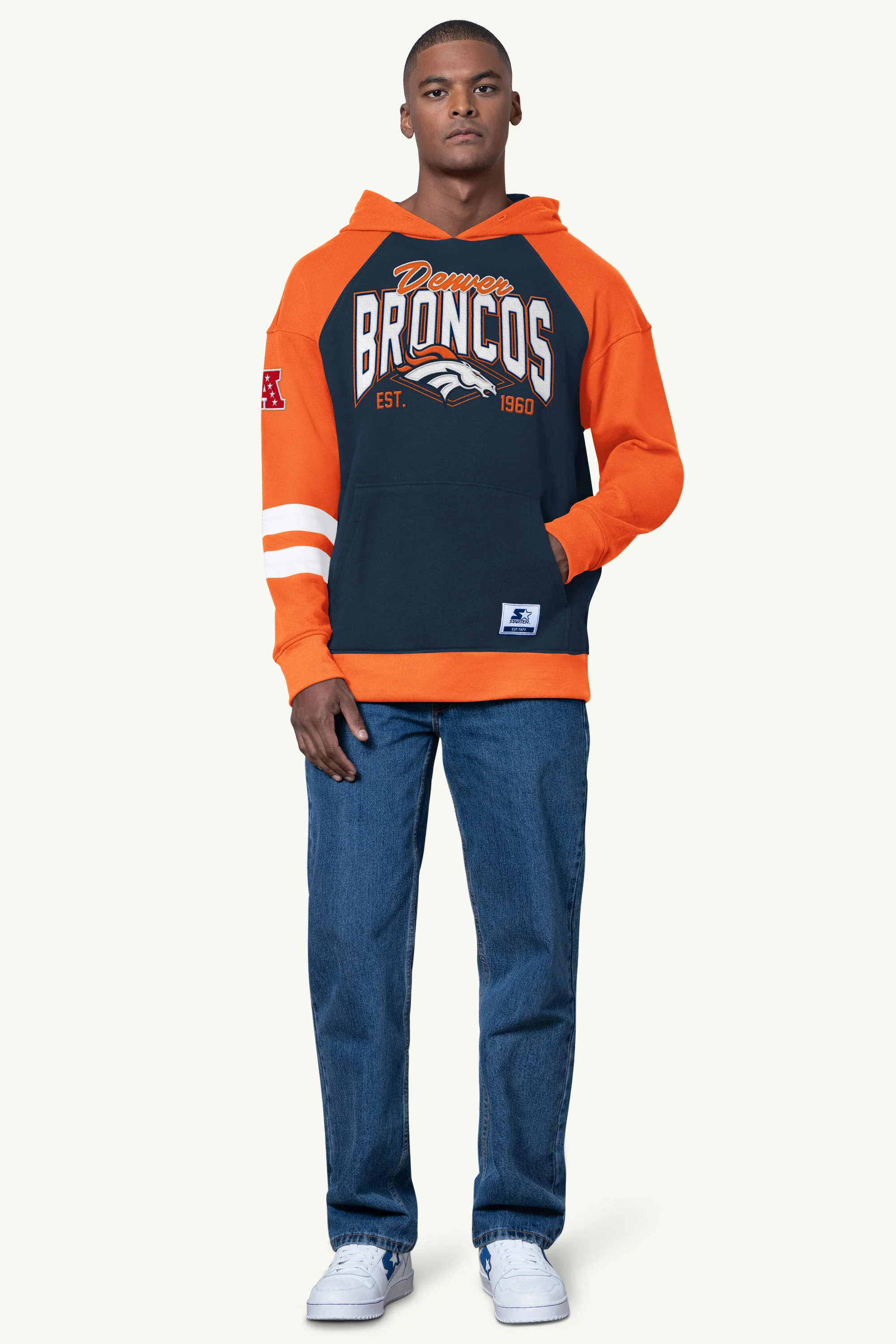 MENS DENVER BRONCOS INTERCEPTION COLORBLOCK HOODIE - Image 2