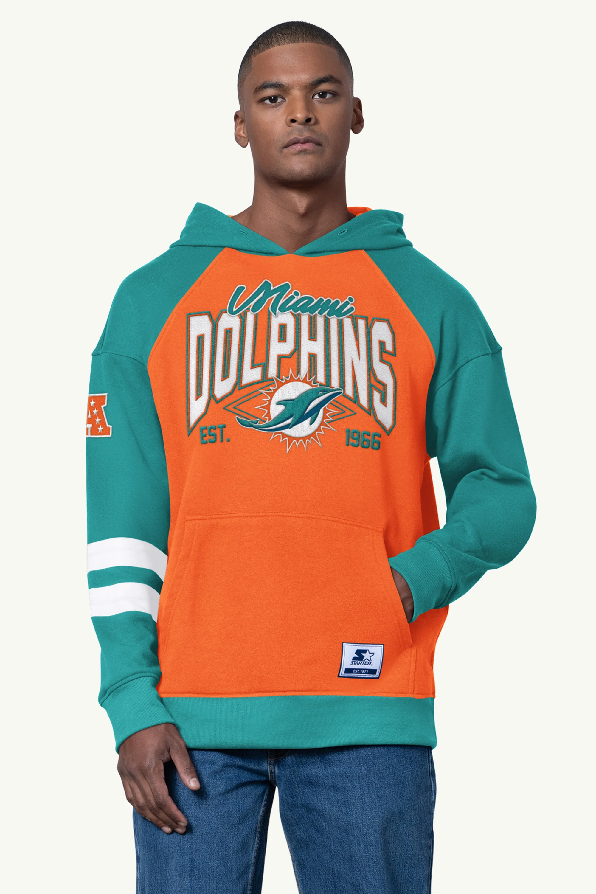 MENS MIAMI DOLPHINS INTERCEPTION COLORBLOCK HOODIE