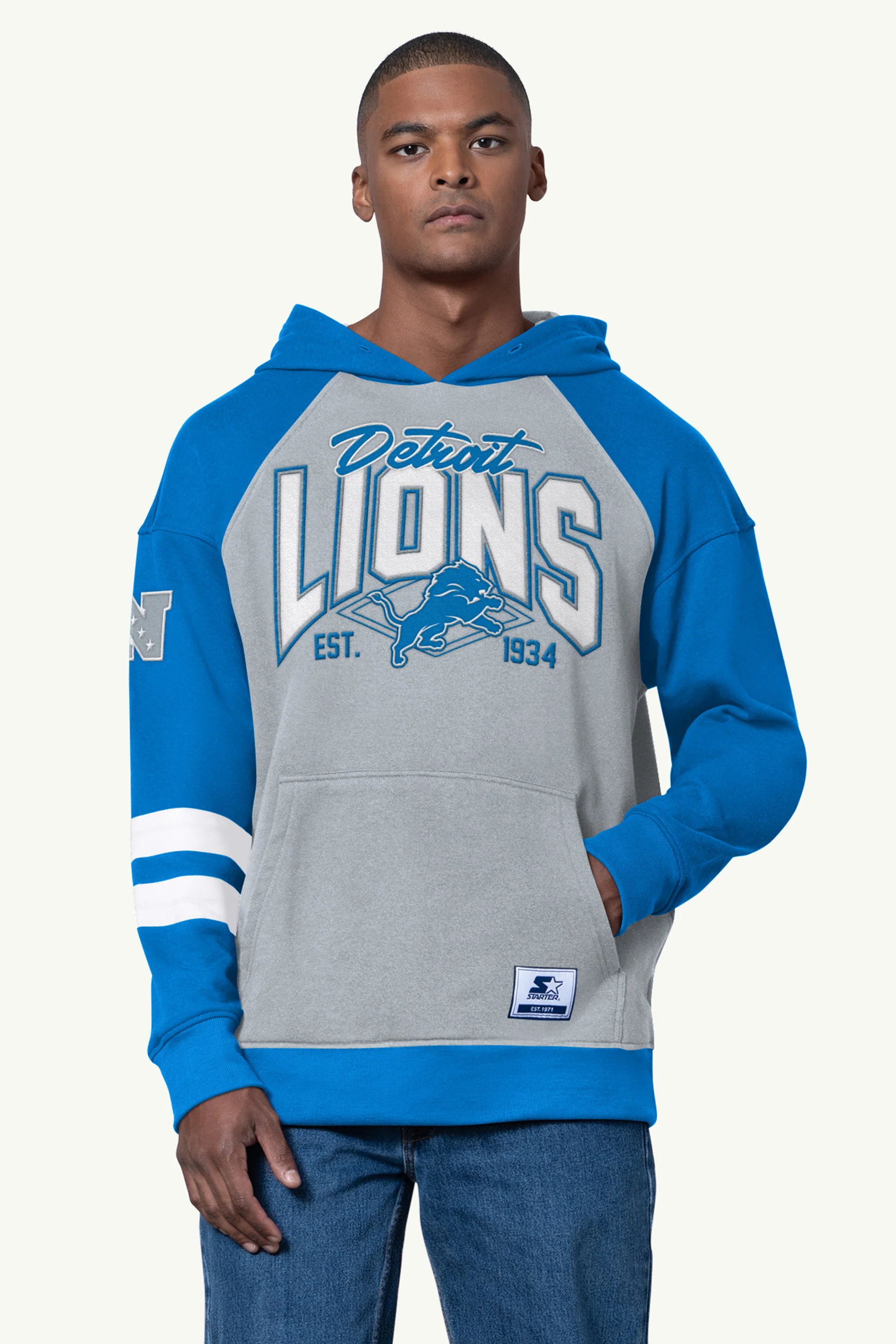 MENS DETROIT LIONS INTERCEPTION COLORBLOCK HOODIE