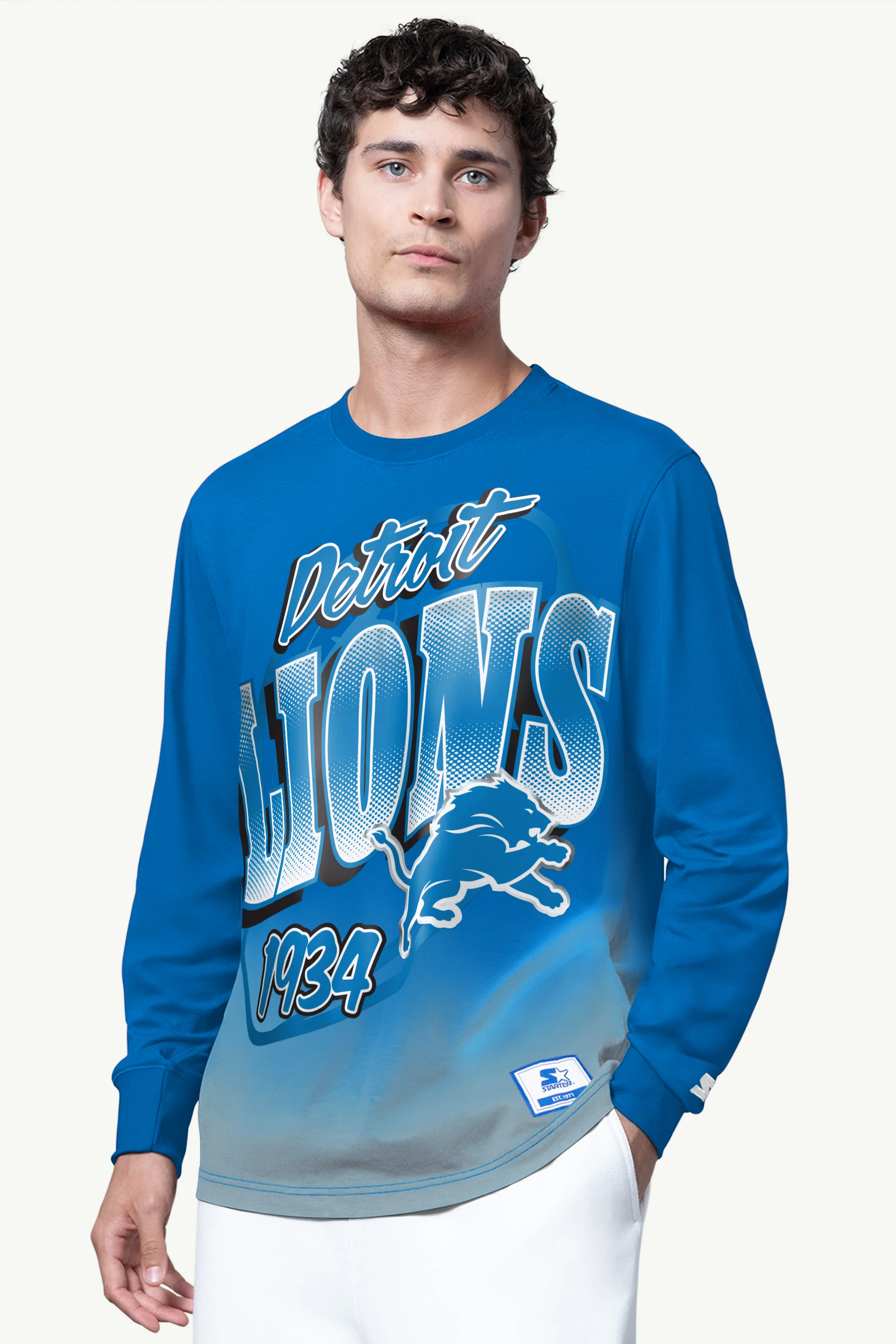 MENS DETROIT LIONS EXTREME QUARTERBACK LONG SLEEVE T SHIRT