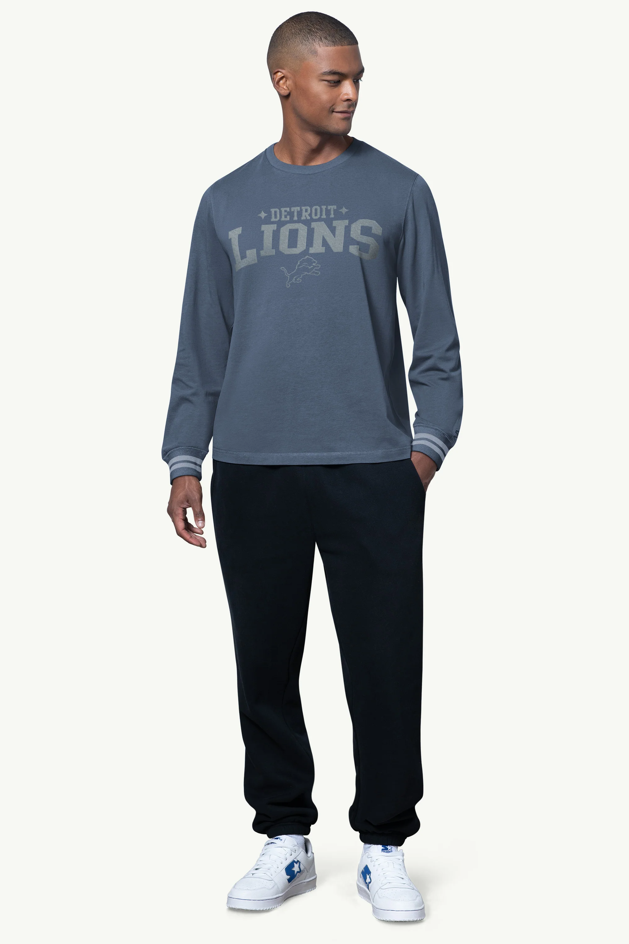 MENS DETROIT LIONS FIELD LONG SLEEVE T SHIRT - Image 2
