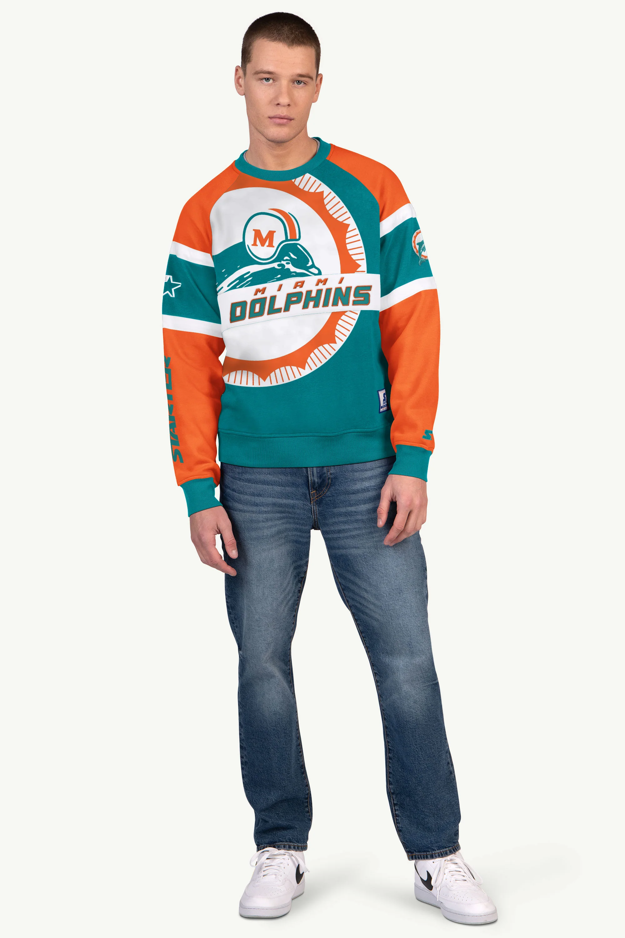 MENS MIAMI DOLPHINS DIME BACK COLORBLOCK CREWNECK - Image 2