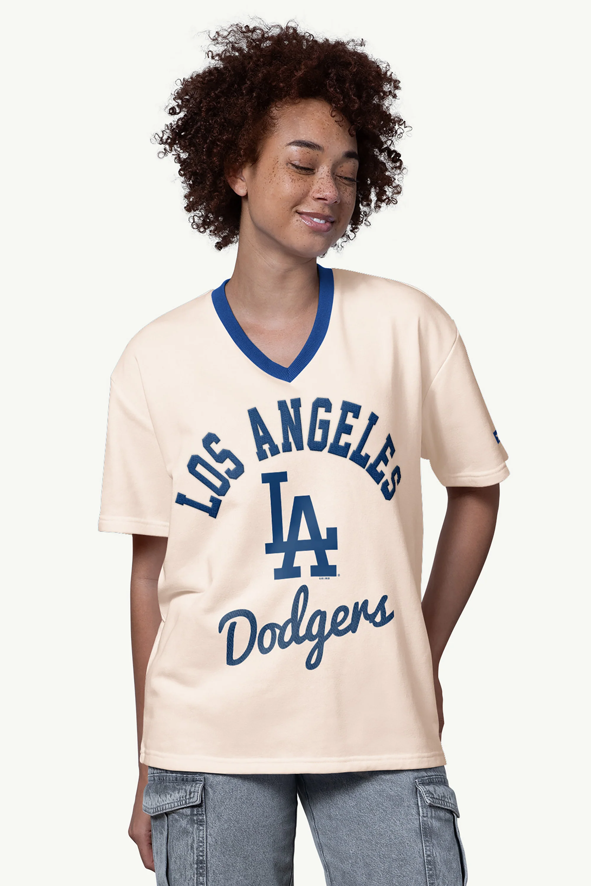 WOMENS LOS ANGELES DODGERS V-NECK T SHIRT
