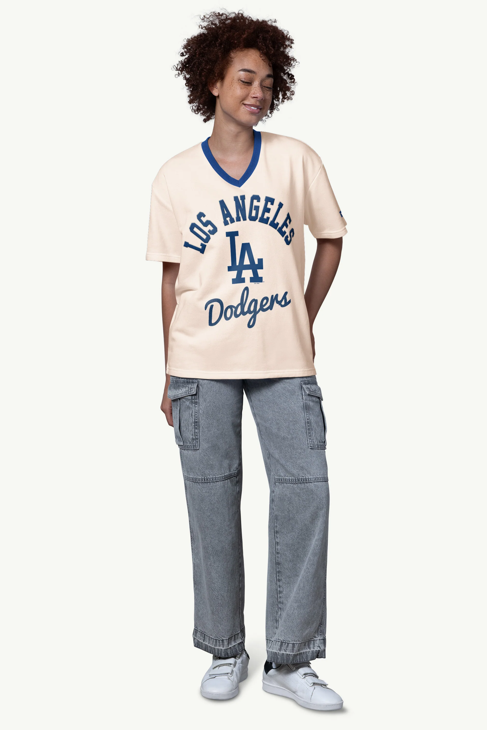 WOMENS LOS ANGELES DODGERS V-NECK T SHIRT - Image 3