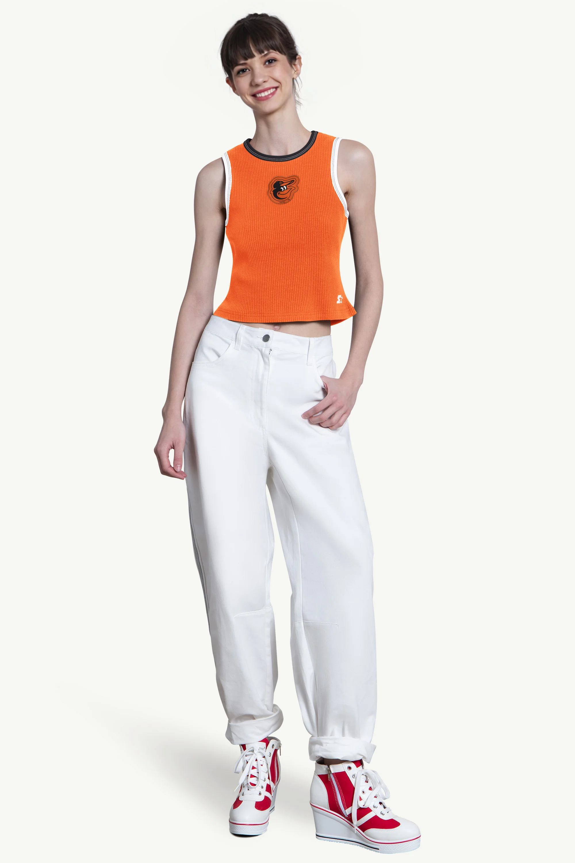 WOMENS BALTIMORE ORIOLES PLAY THE BALL CROP TANK - Image 3