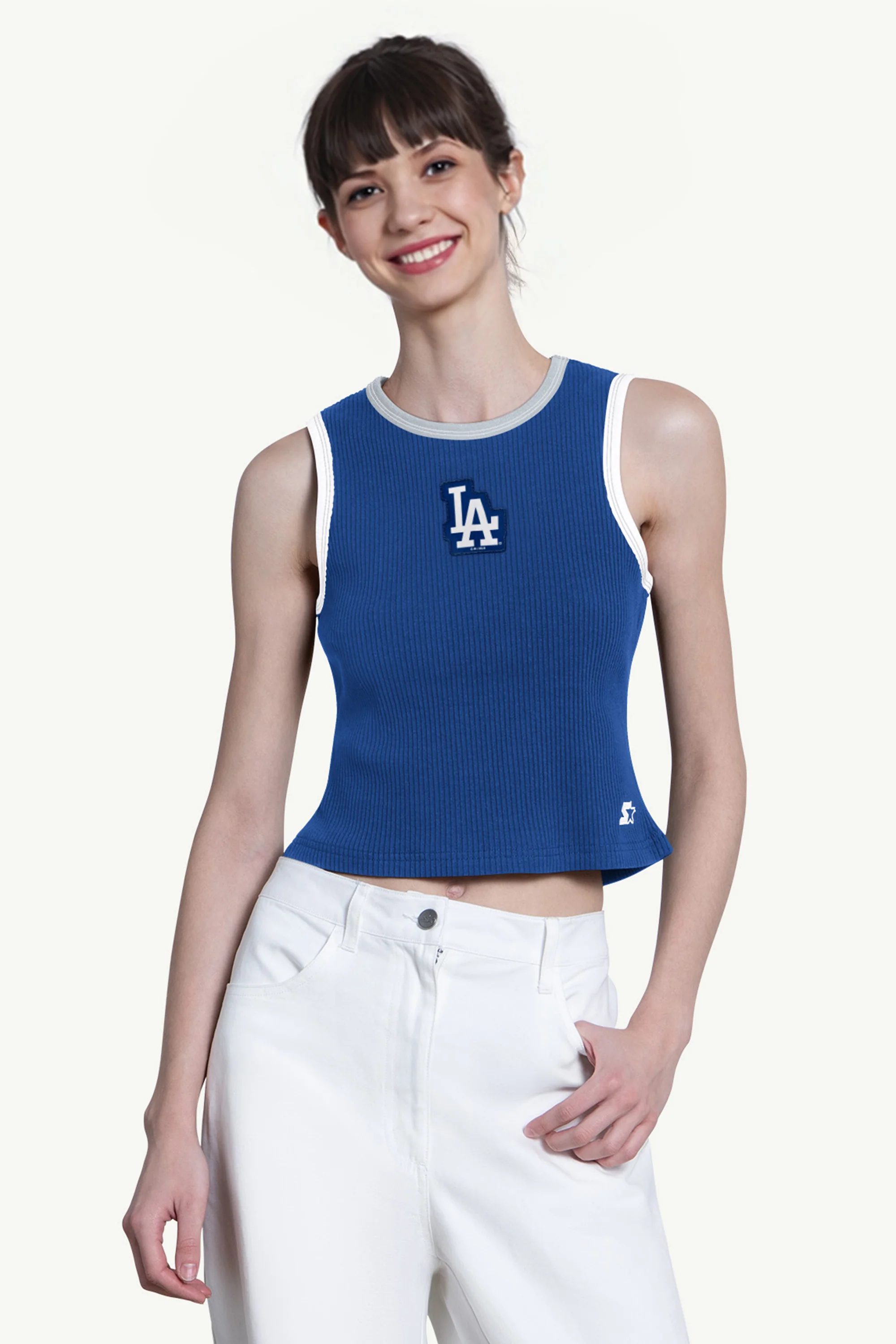 WOMENS LOS ANGELES DODGERS PLAY THE BALL CROP TANK