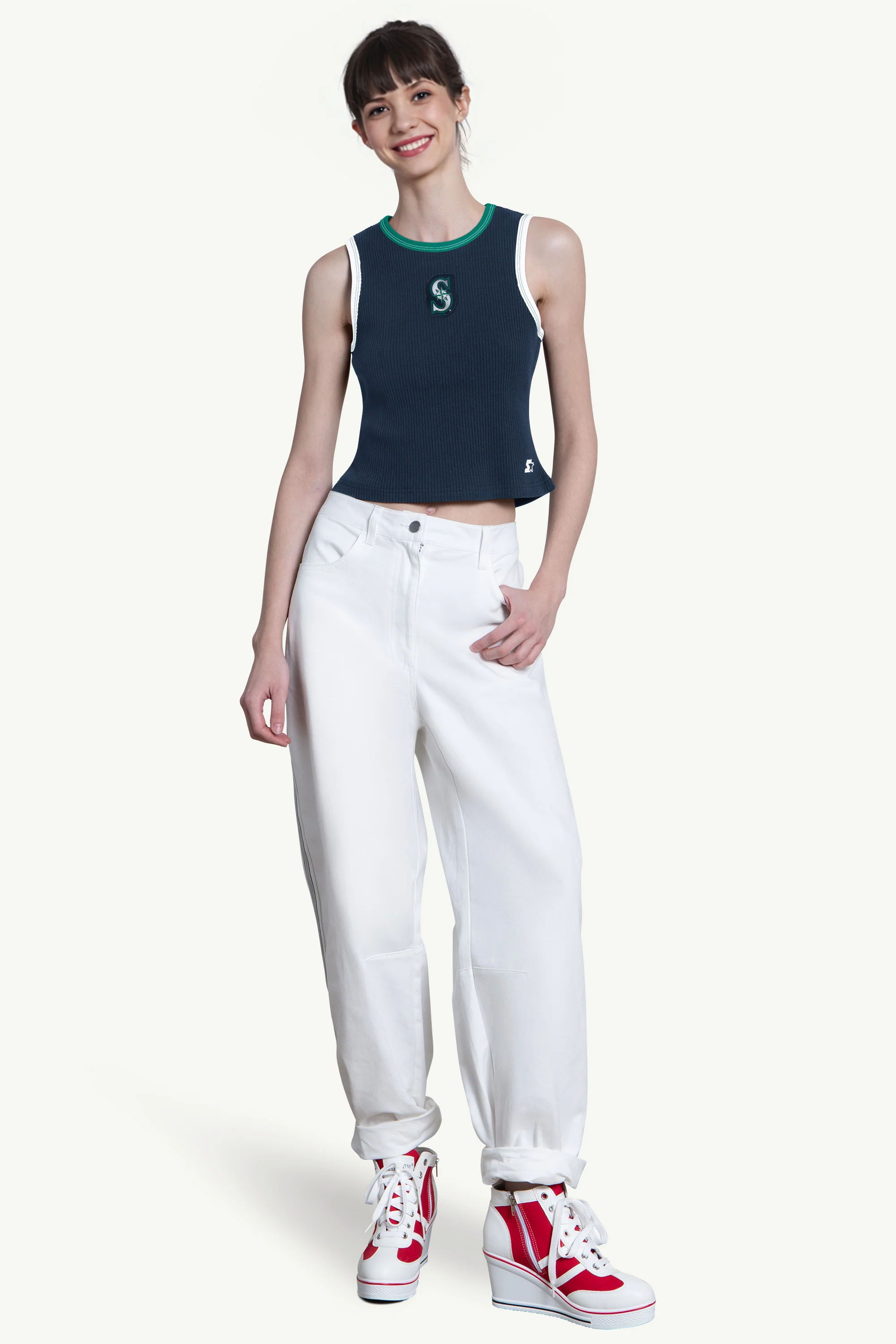 WOMENS SEATTLE MARINERS PLAY THE BALL CROP TANK - Image 3