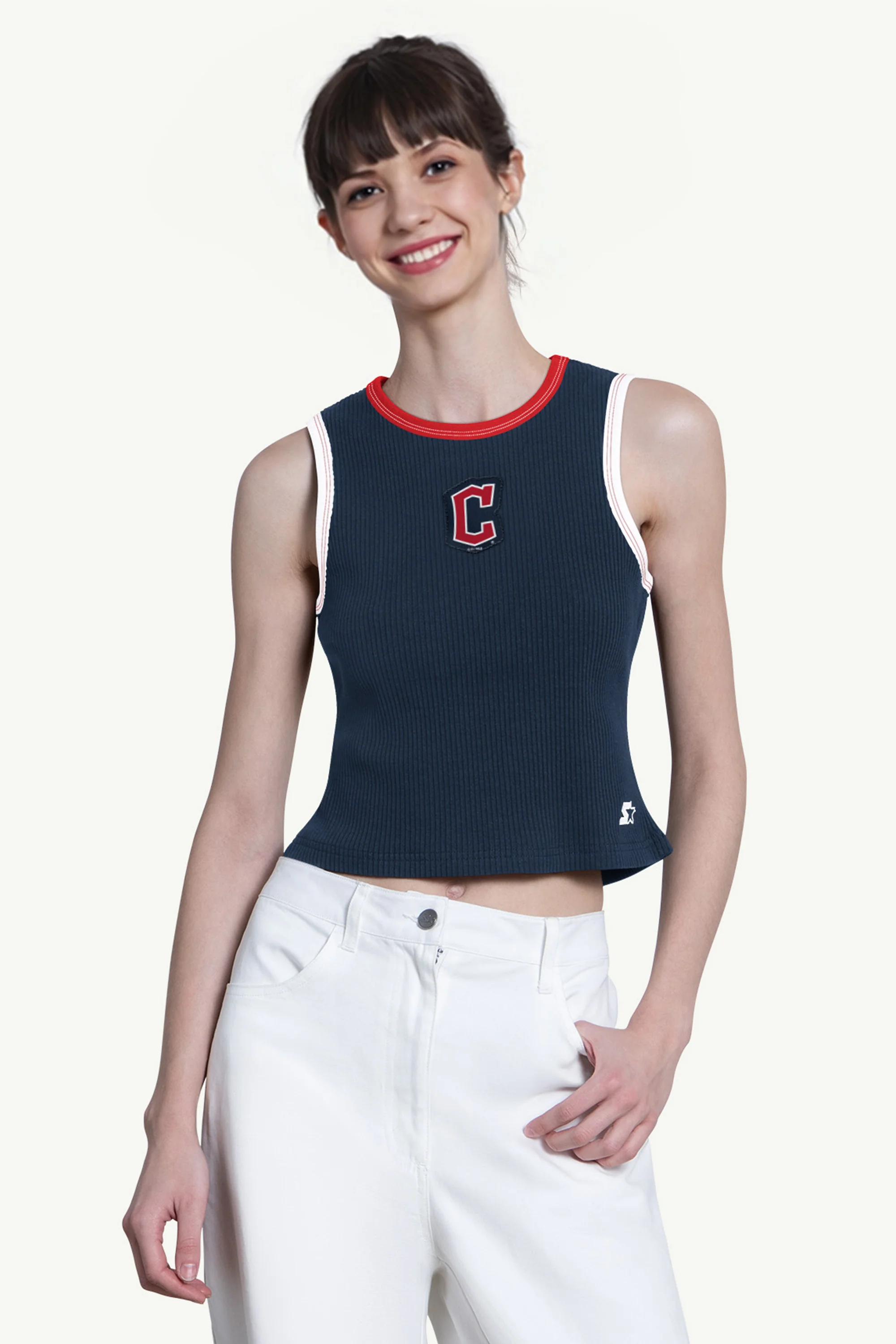 WOMENS CLEVELAND GUARDIANS PLAY THE BALL CROP TANK