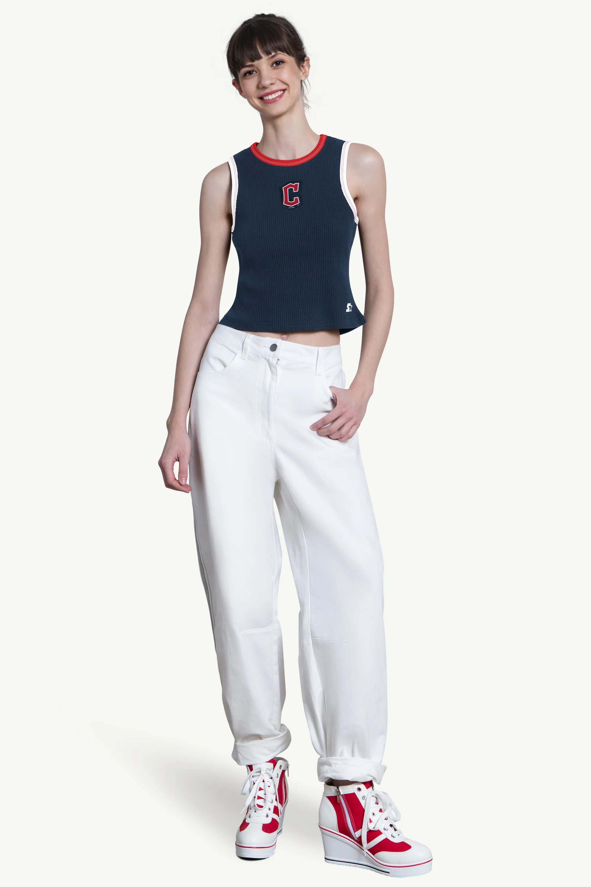 WOMENS CLEVELAND GUARDIANS PLAY THE BALL CROP TANK - Image 3