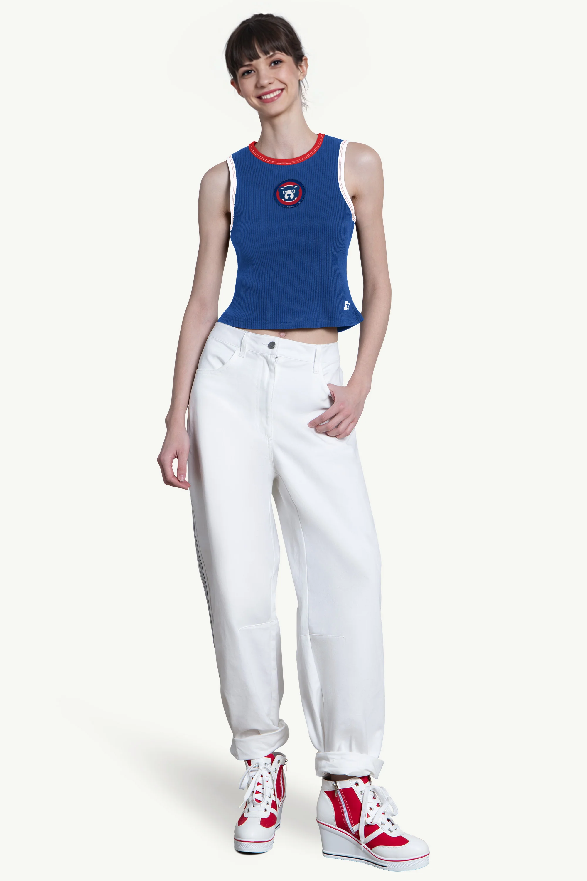 WOMENS CHICAGO CUBS PLAY THE BALL CROP TANK - Image 3