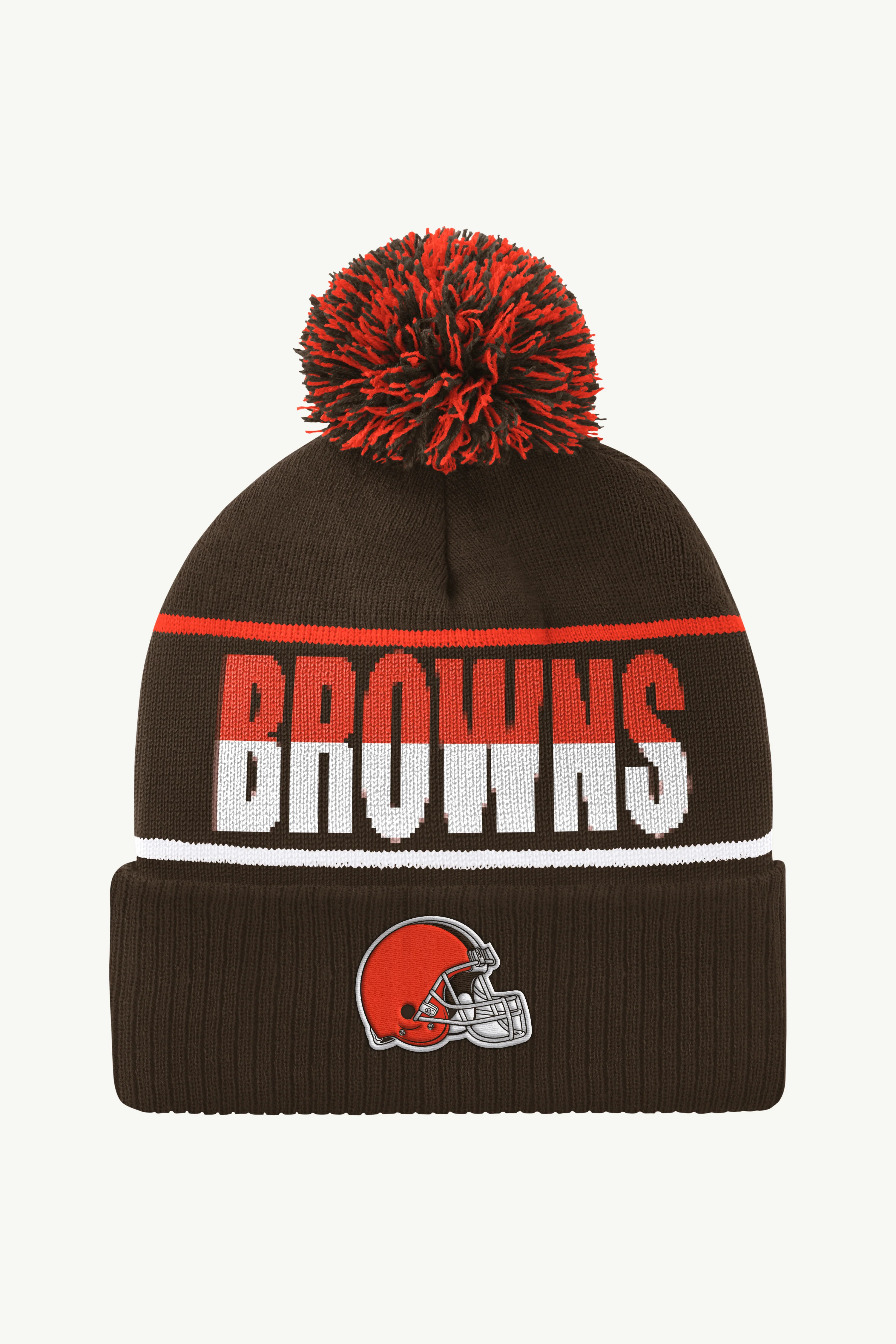 CLEVELAND BROWNS POM CUFFED BEANIE