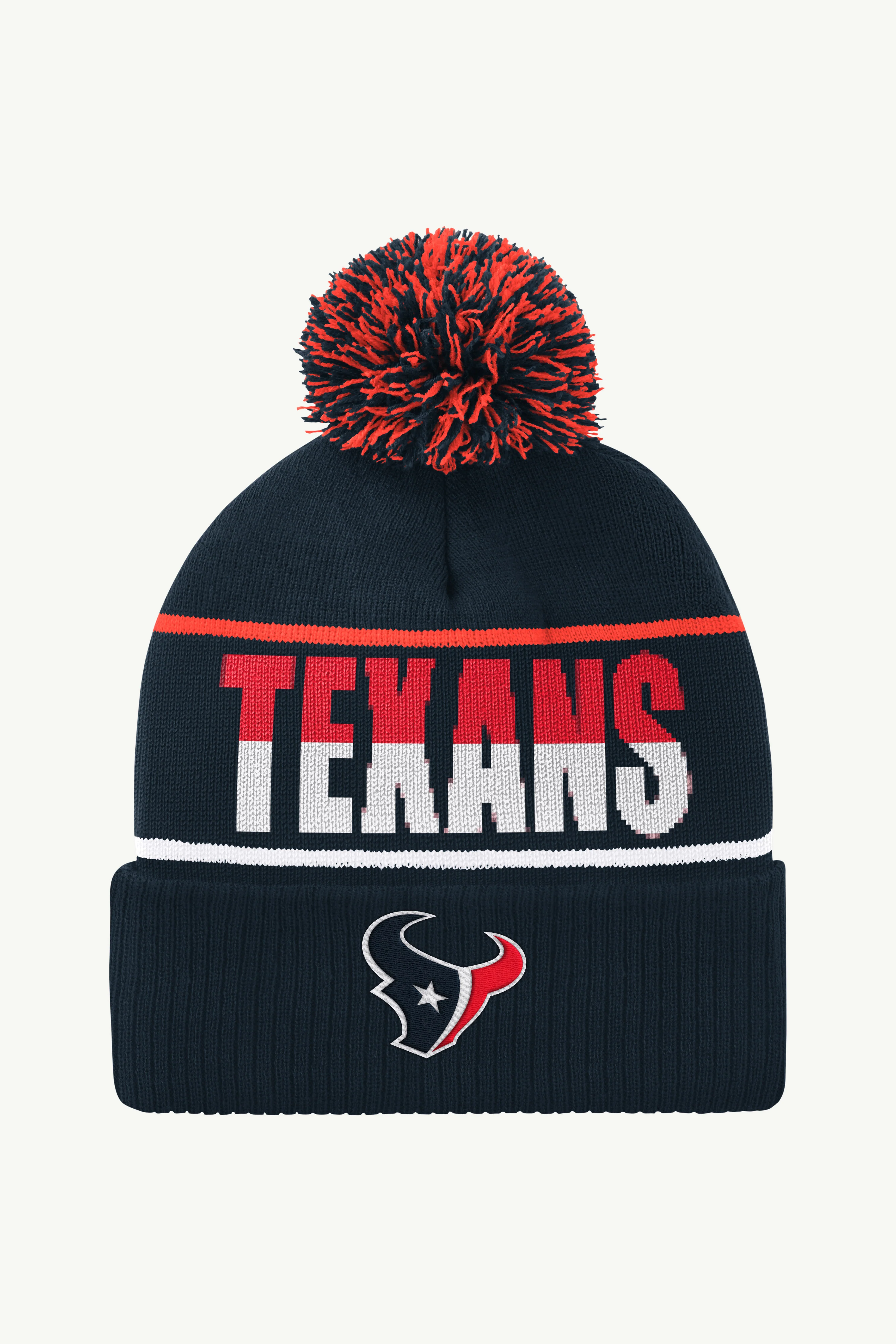 HOUSTON TEXANS POM CUFFED BEANIE