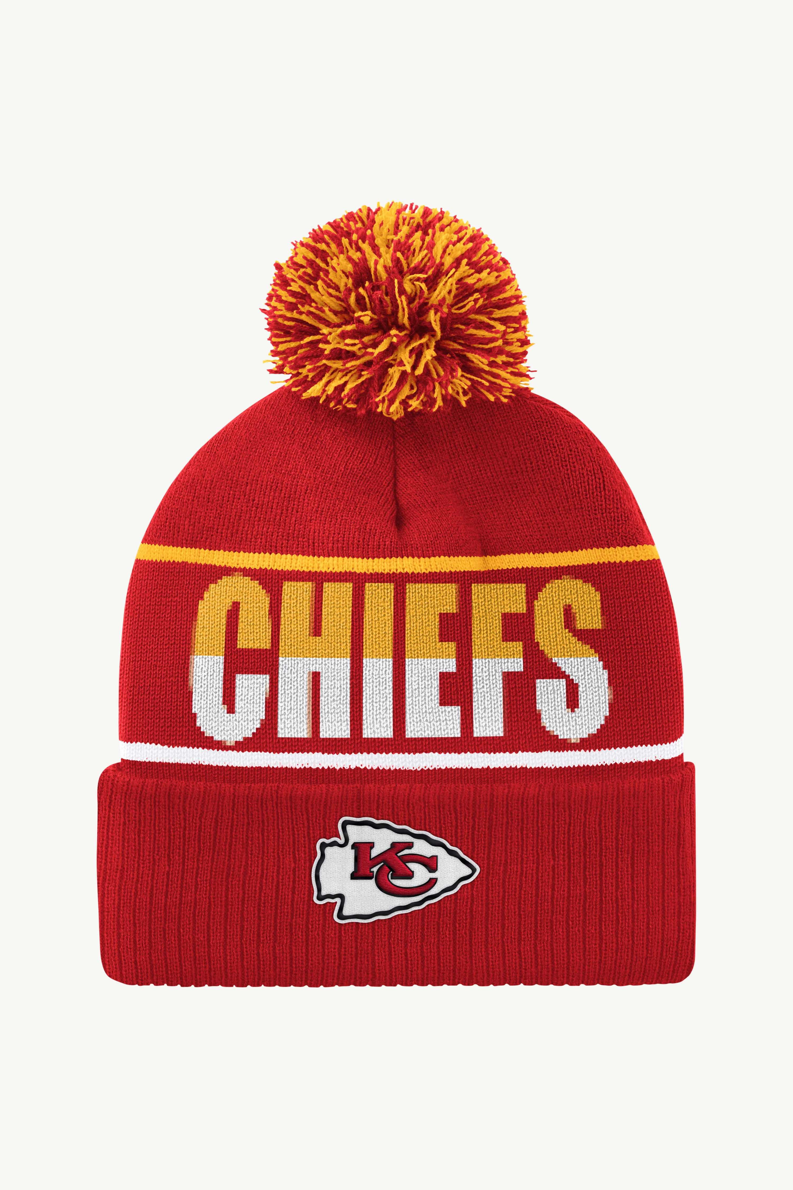 KANSAS CITY CHIEFS POM CUFFED BEANIE