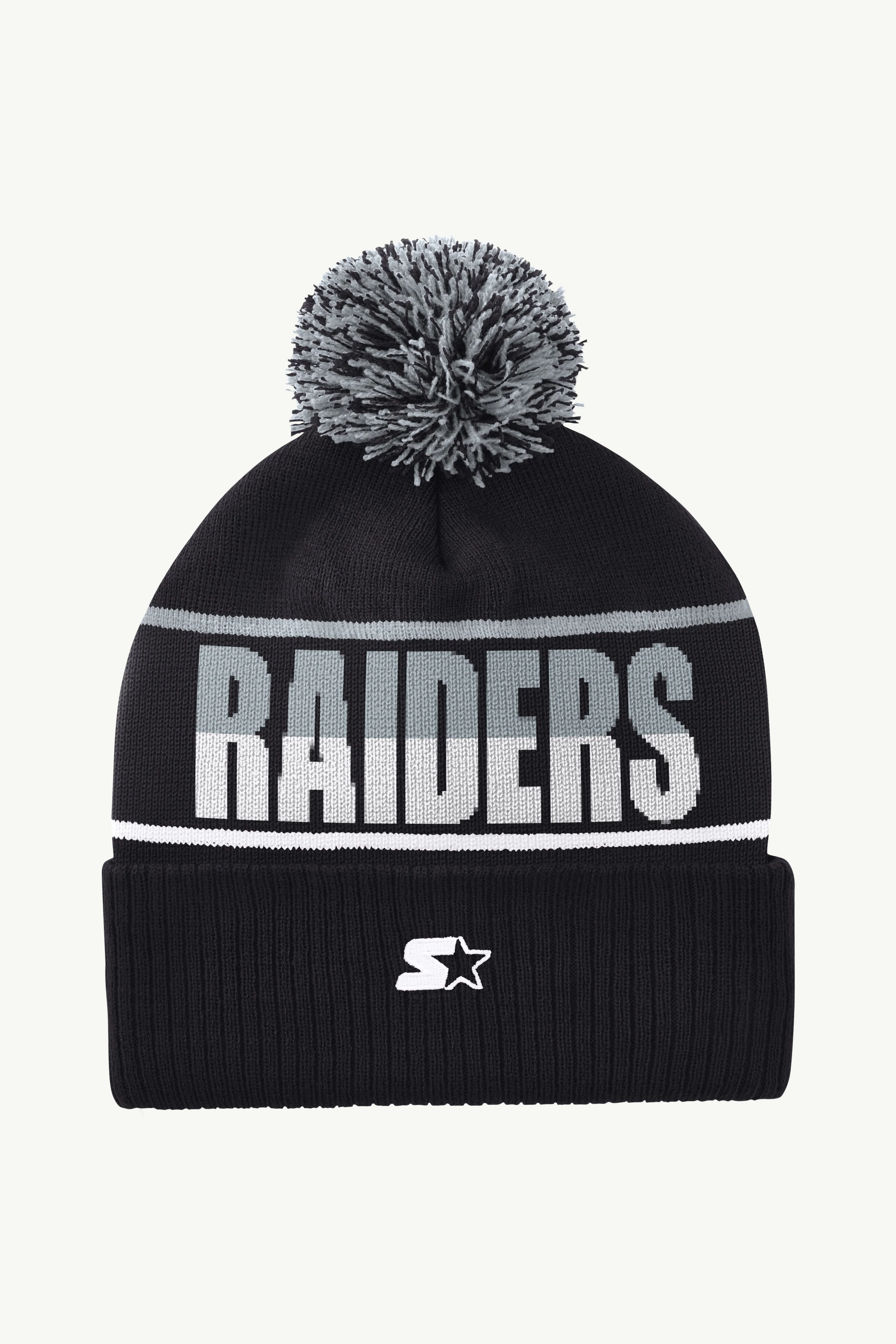 MENS LAS VEGAS RAIDERS POM CUFFED BEANIE - Image 2