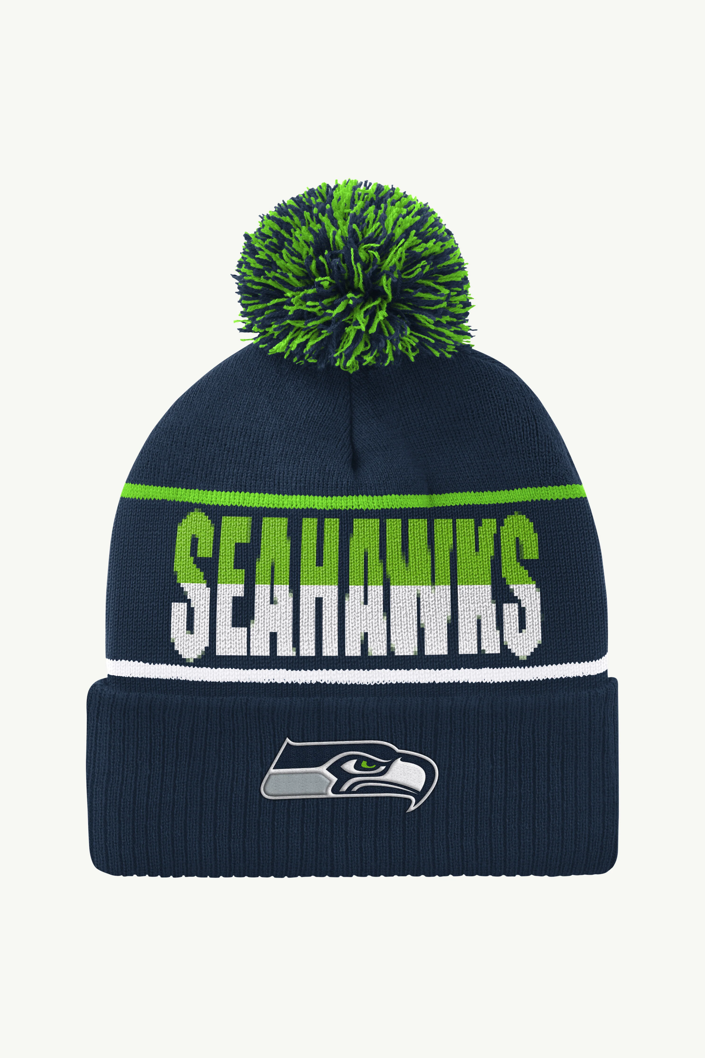 SEATTLE SEAHAWKS POM CUFFED BEANIE