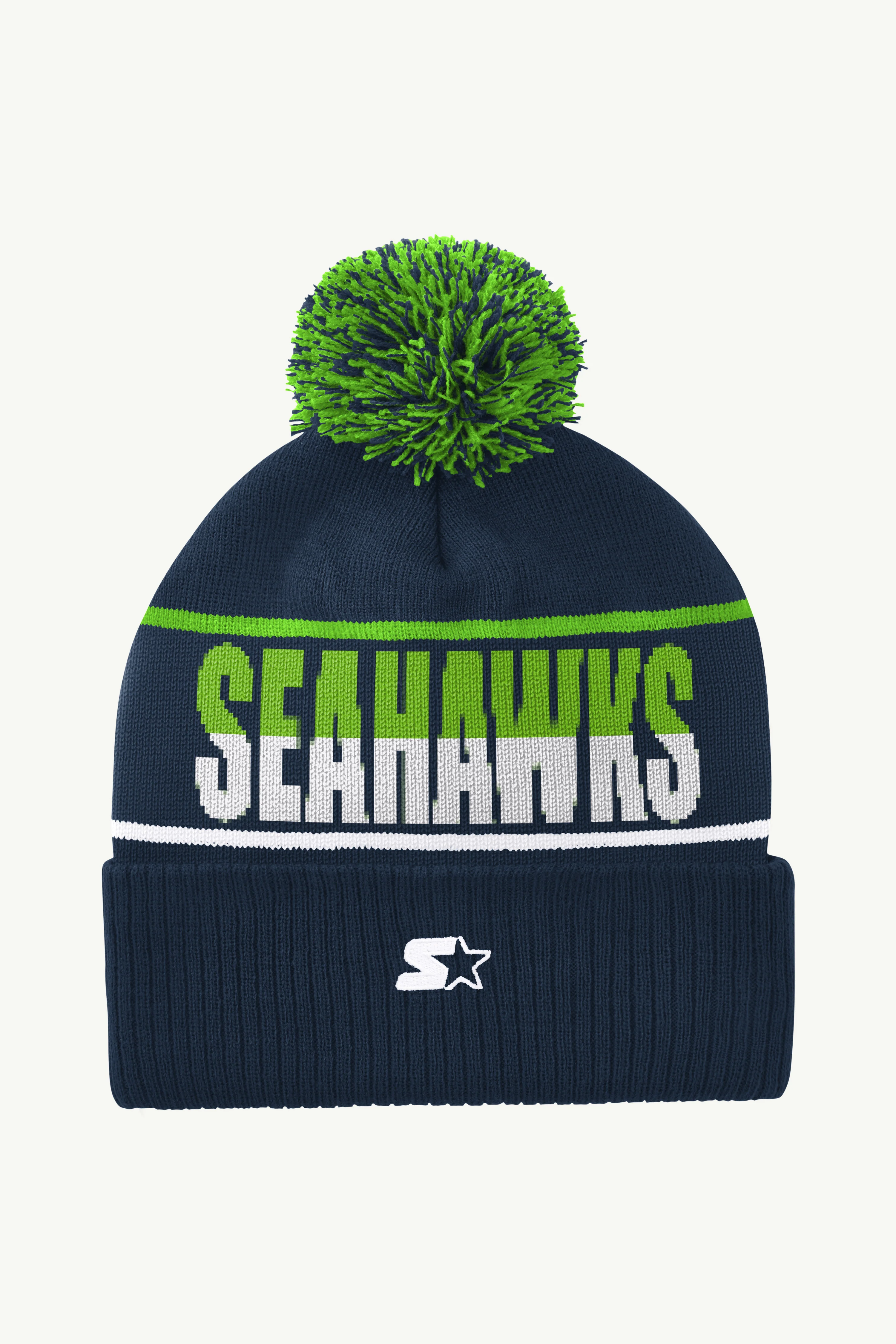 SEATTLE SEAHAWKS POM CUFFED BEANIE - Image 2