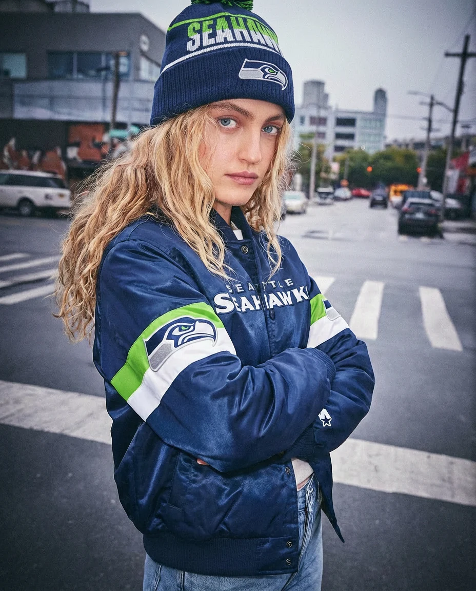 SEATTLE SEAHAWKS POM CUFFED BEANIE - Image 3