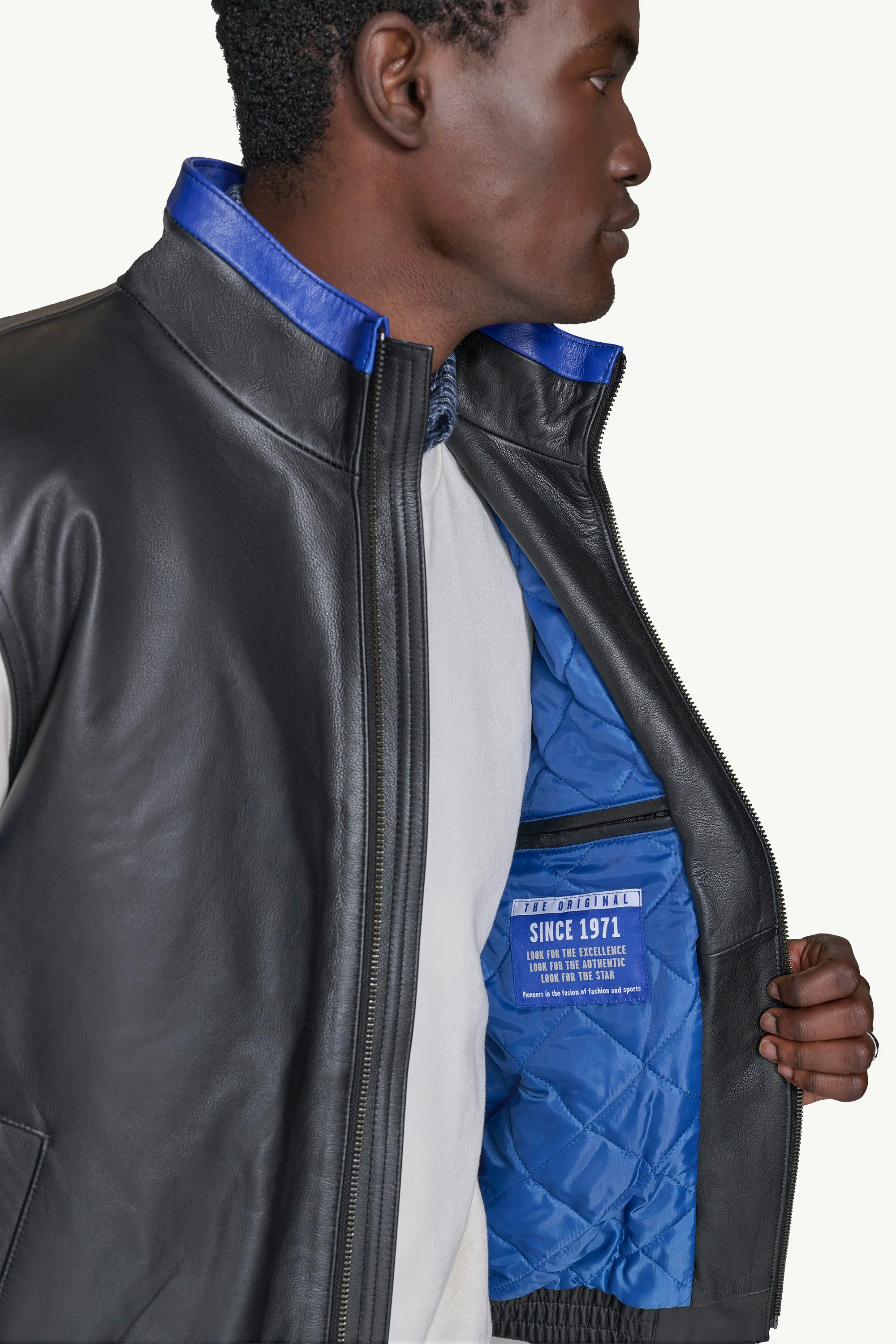 MENS BUFFALO BILLS RETRO FULL ZIP LEATHER JACKET - Image 5