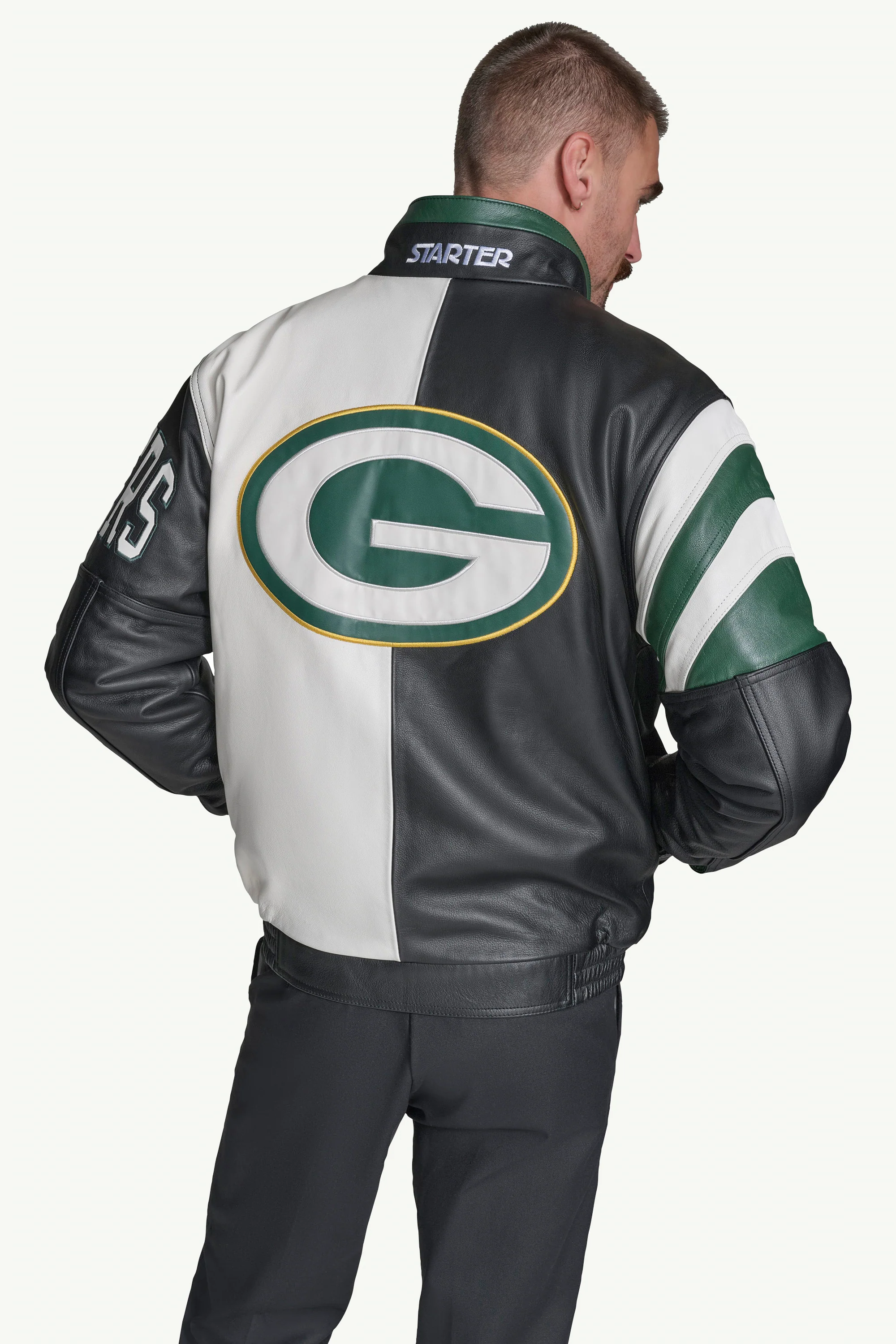 GREEN BAY PACKERS RETRO FULL ZIP LEATHER JACKET - Image 2