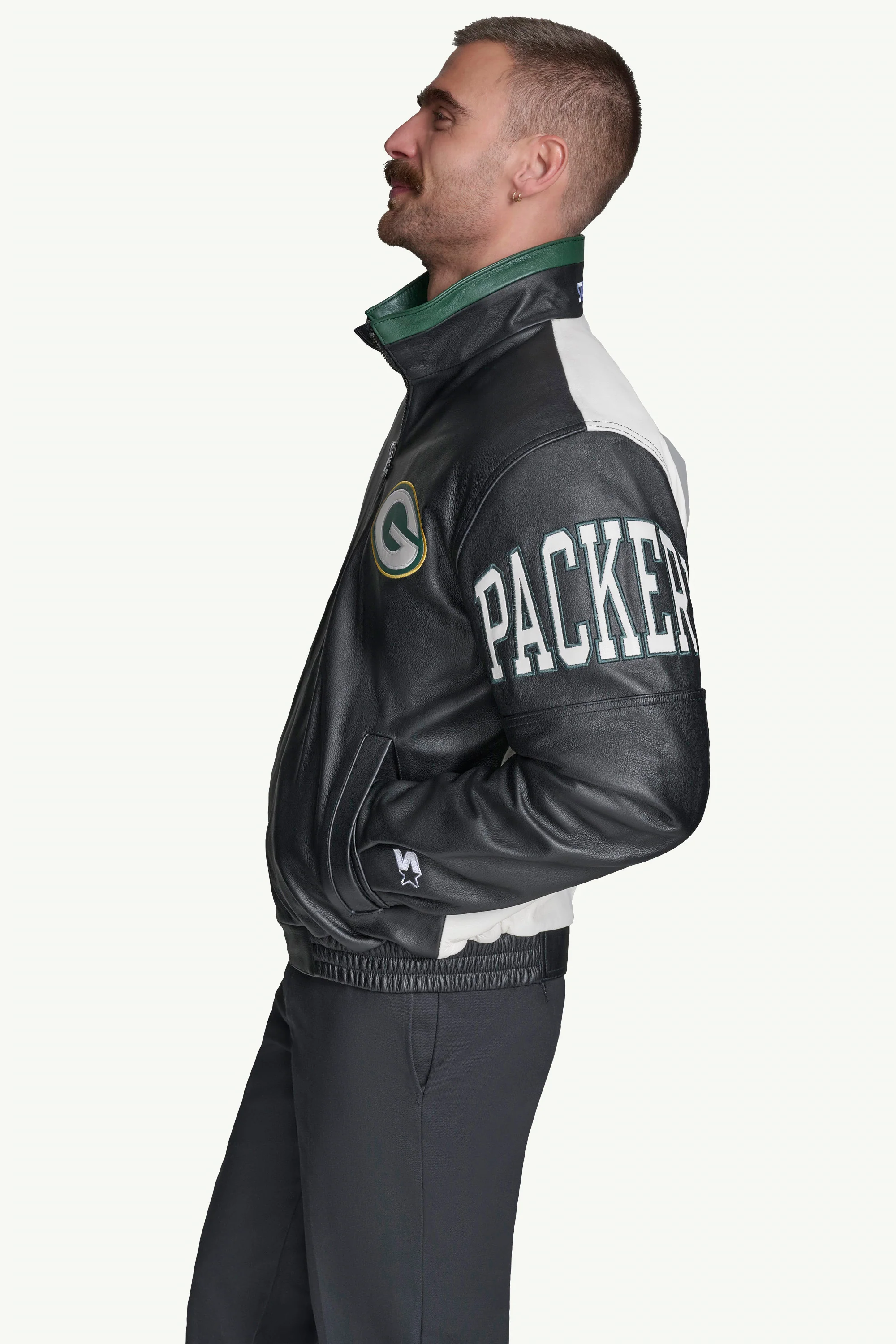 GREEN BAY PACKERS RETRO FULL ZIP LEATHER JACKET - Image 4
