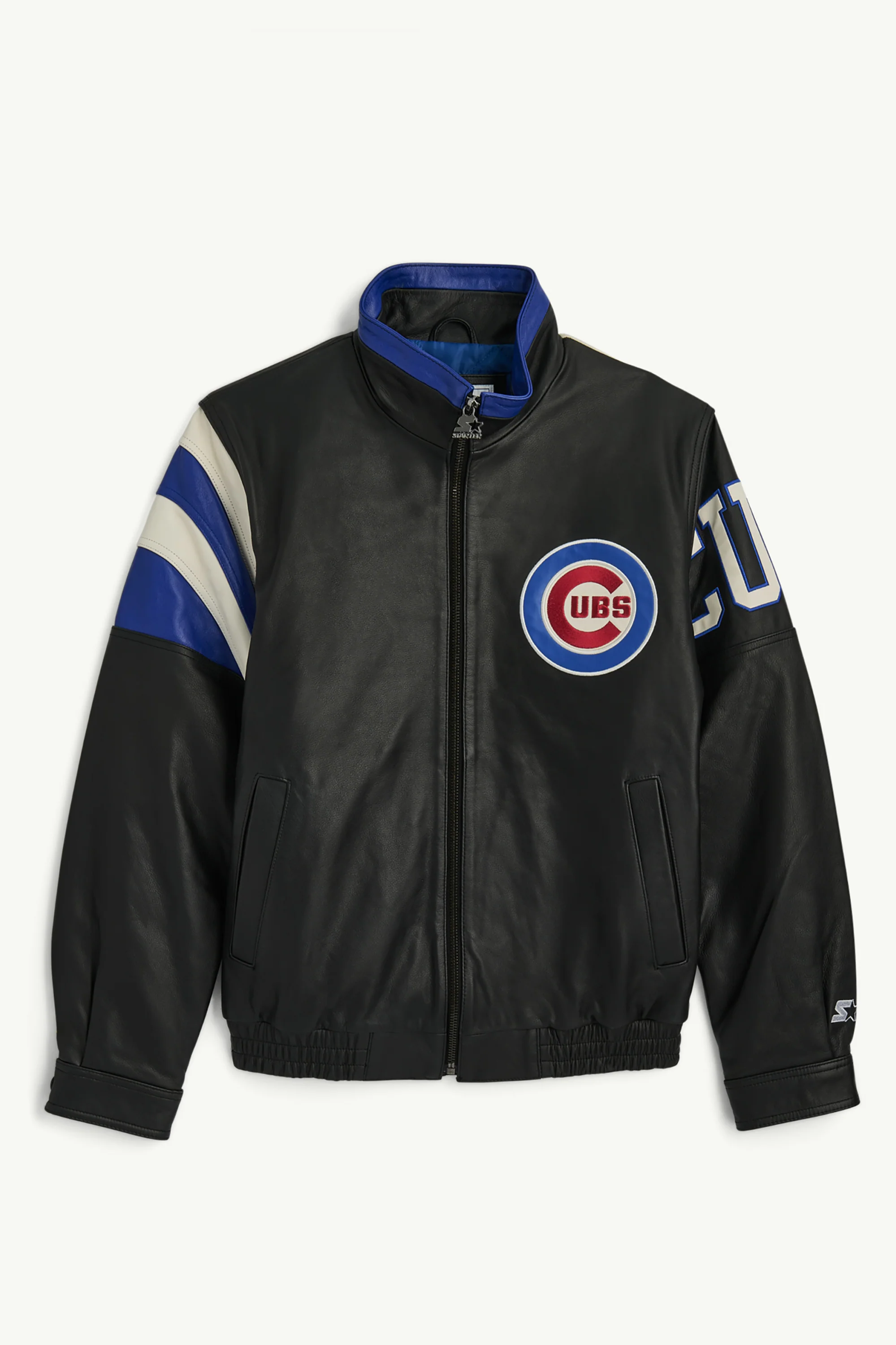 MENS CHICAGO CUBS RETRO FULL ZIP LEATHER JACKET