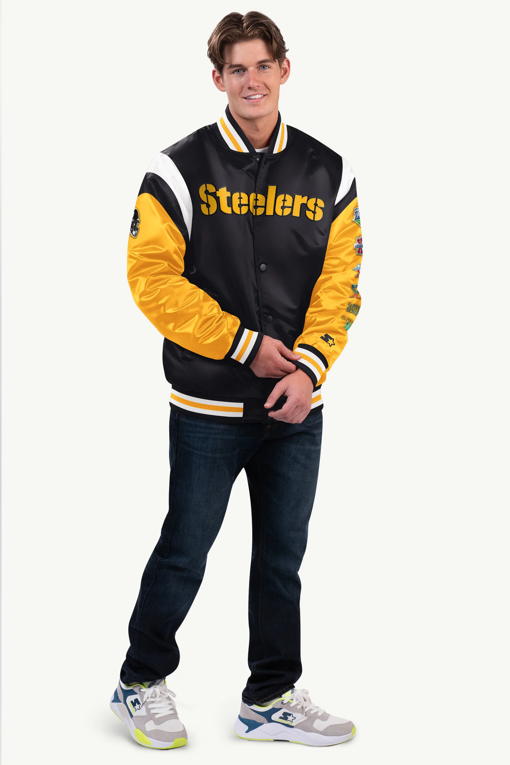 MENS PITTSBURGH STEELERS SATIN VARSITY JACKET - Image 3