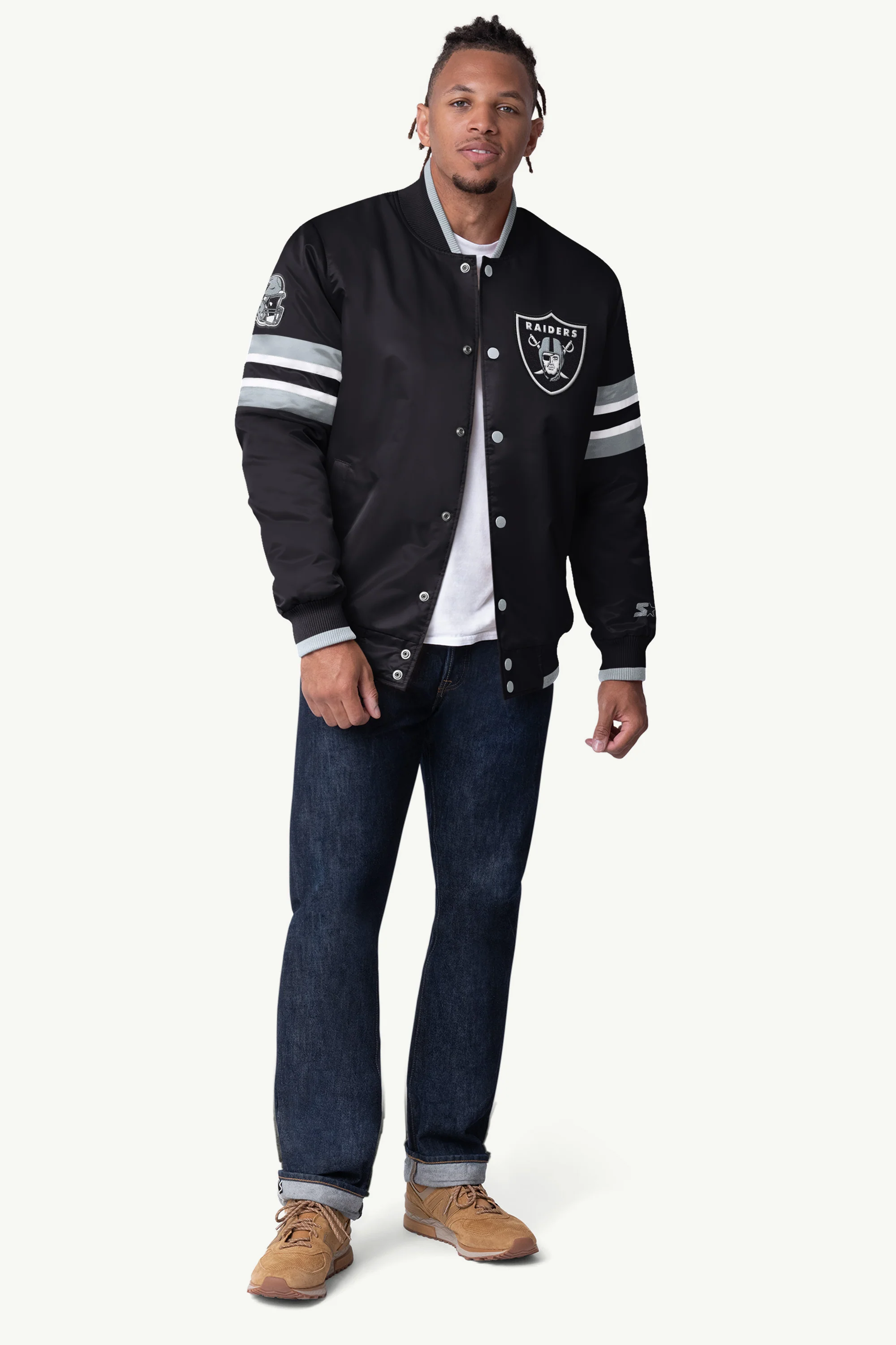 MENS LAS VEGAS RAIDERS SATIN VARSITY JACKET - Image 3