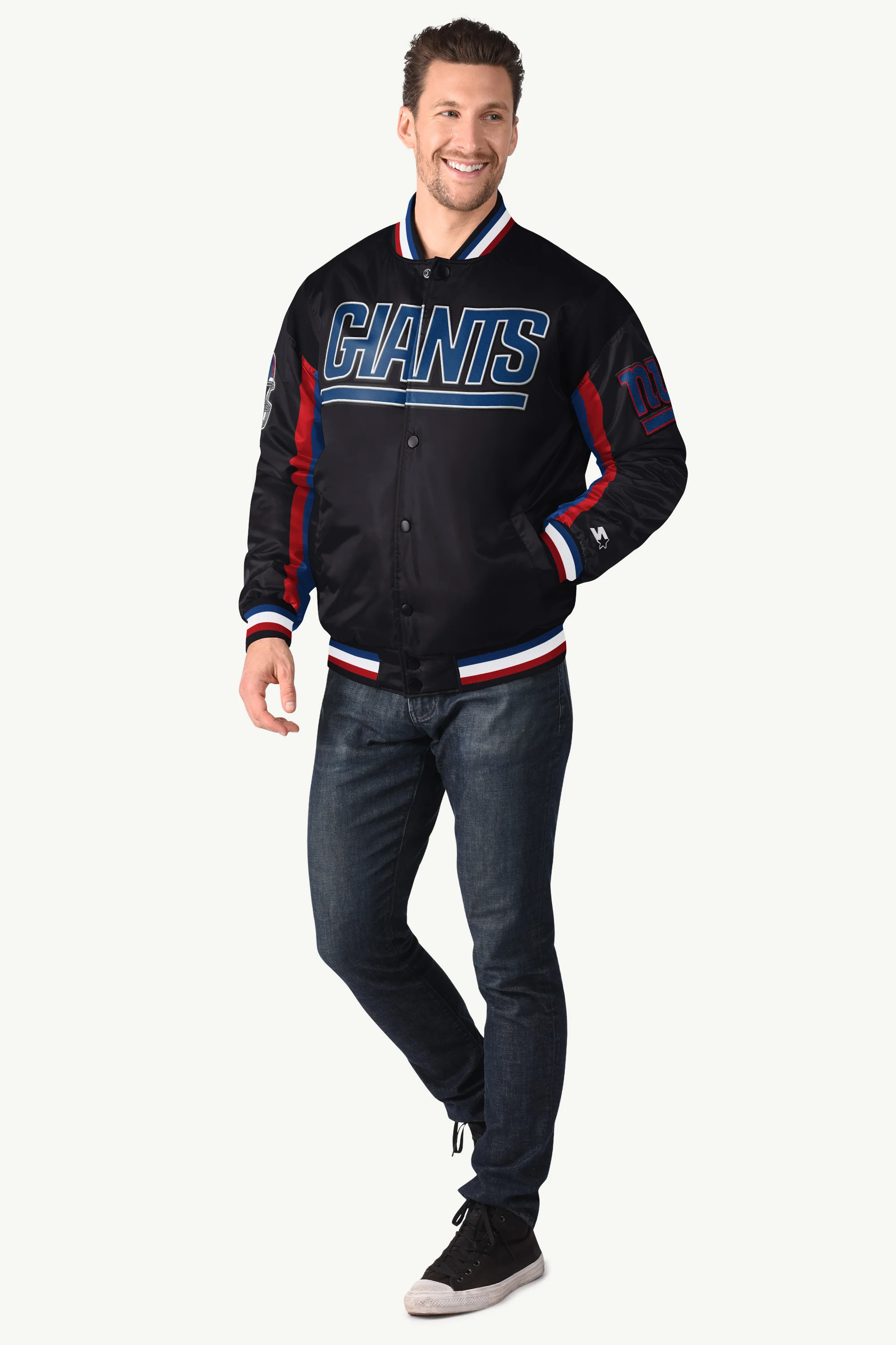 MENS NEW YORK GIANTS SATIN VARSITY JACKET - Image 3