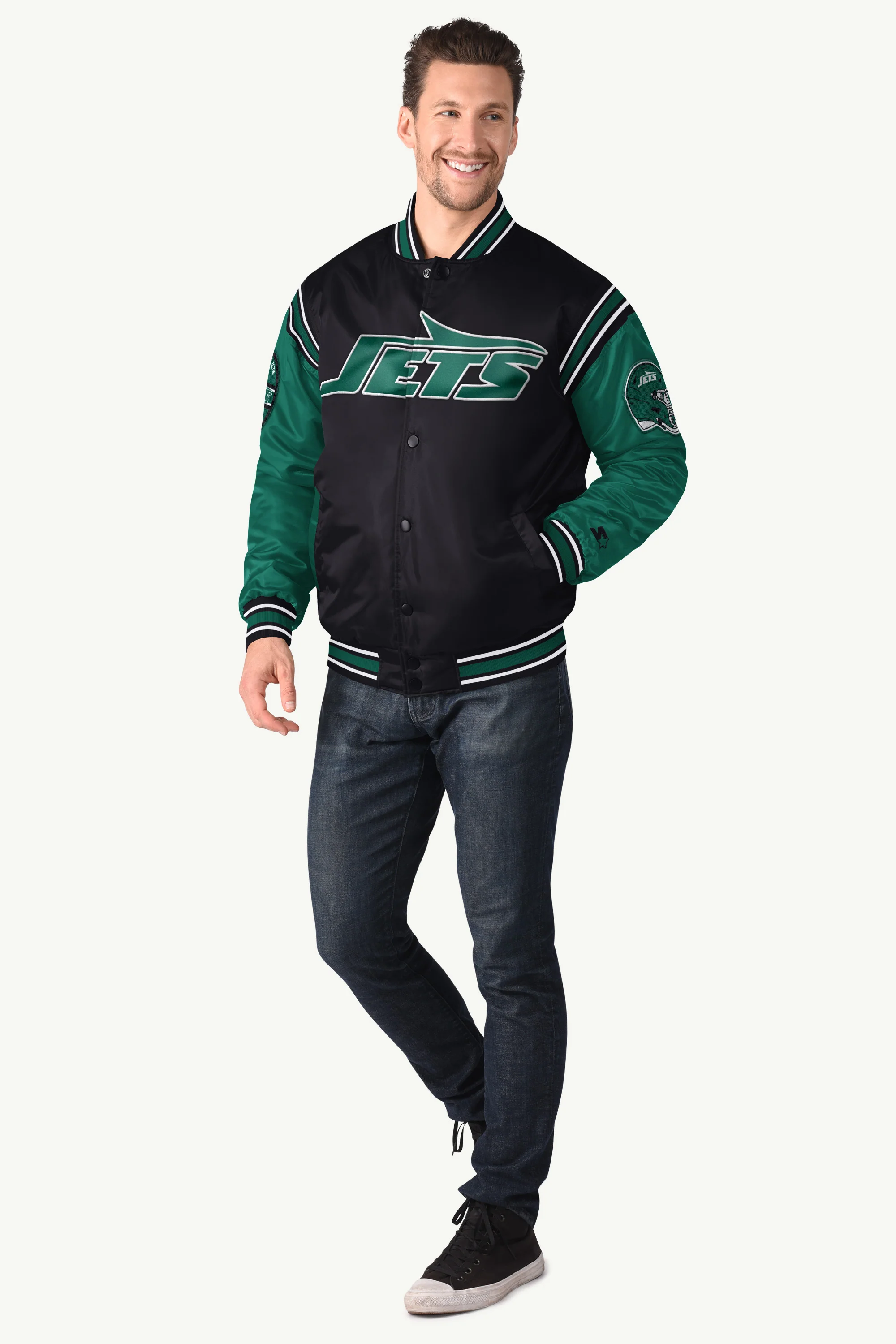MENS NEW YORK JETS SATIN VARSITY JACKET - Image 3