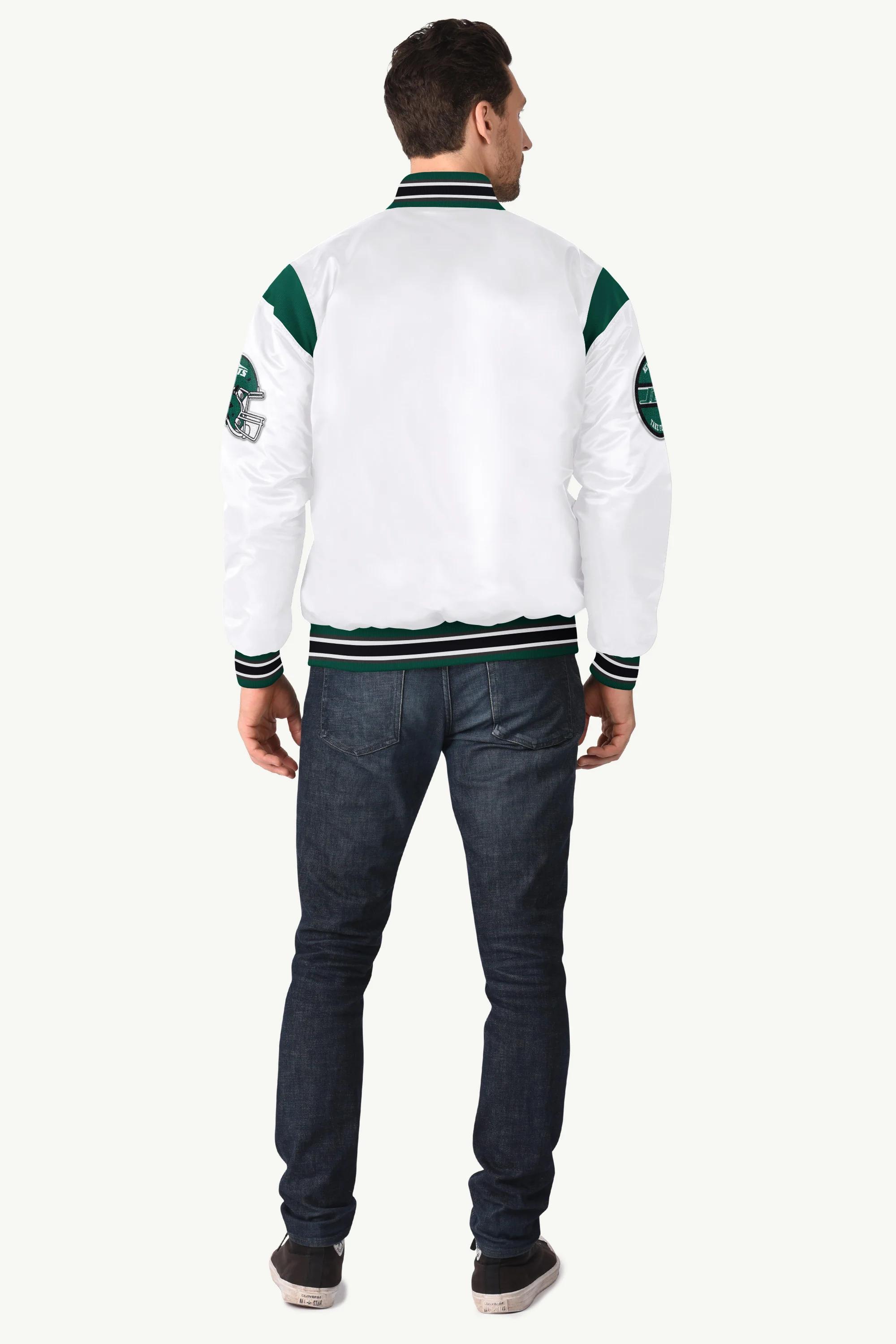 MENS NEW YORK JETS SATIN VARSITY JACKET - Image 2