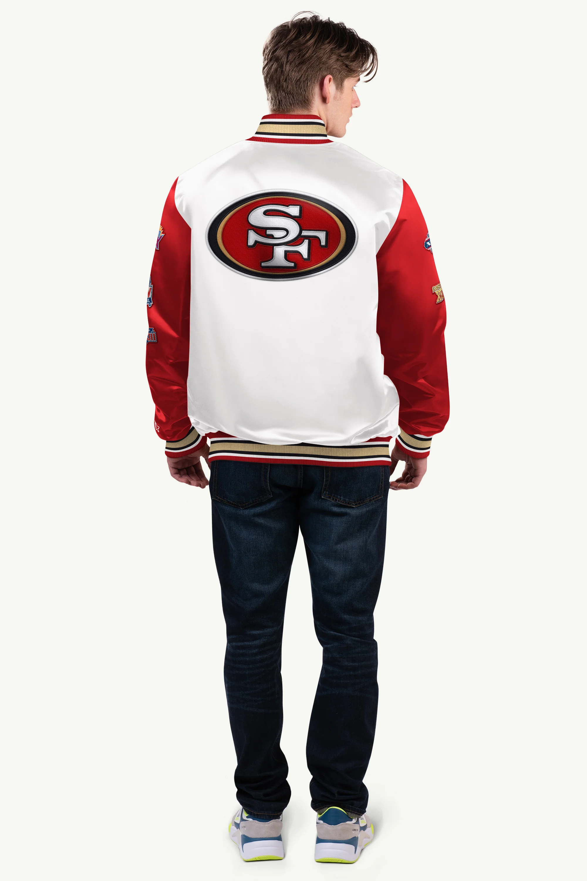 MENS SAN FRANCISCO 49ERS SATIN VARSITY JACKET - Image 2