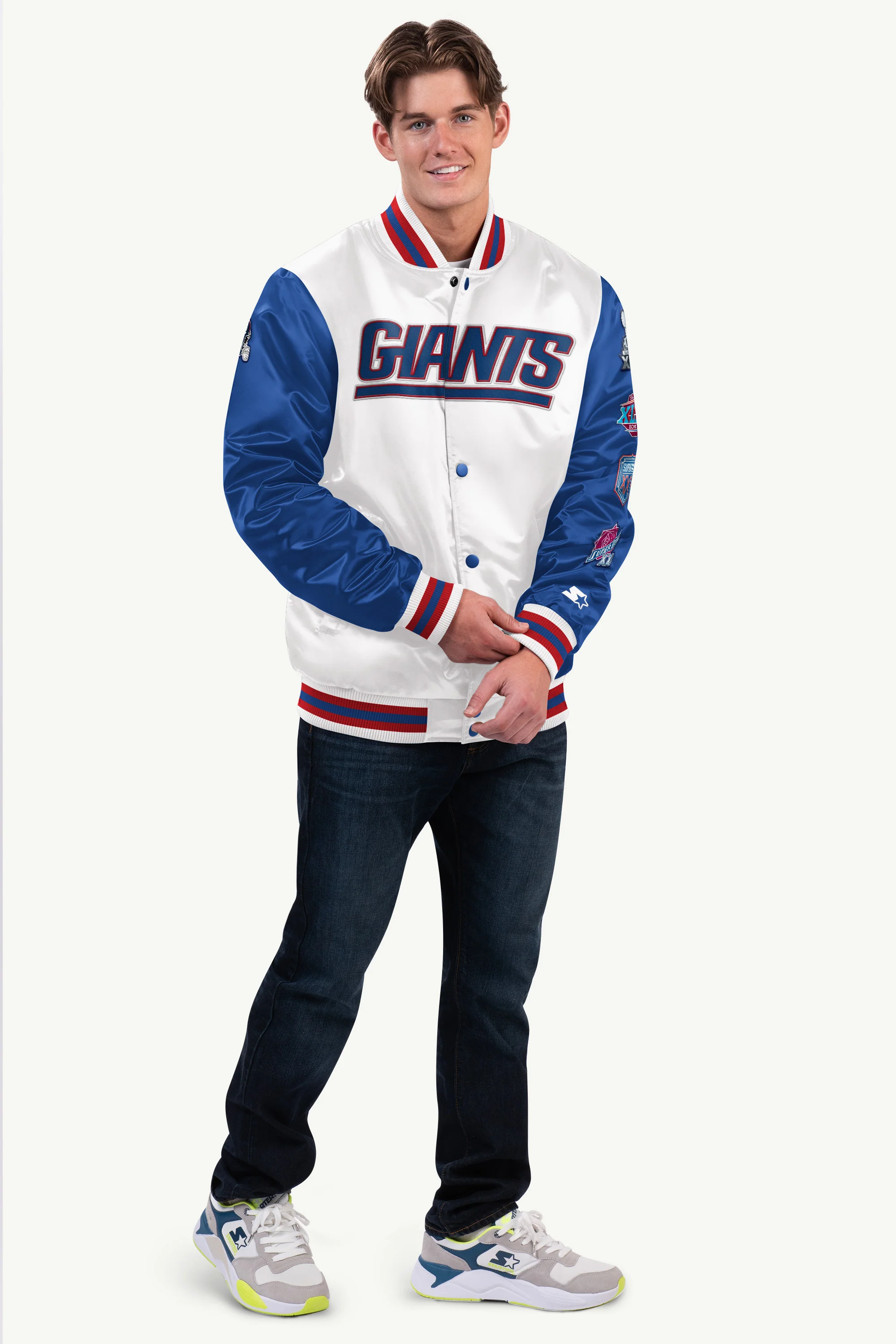 MENS NEW YORK GIANTS SATIN VARSITY JACKET - Image 3