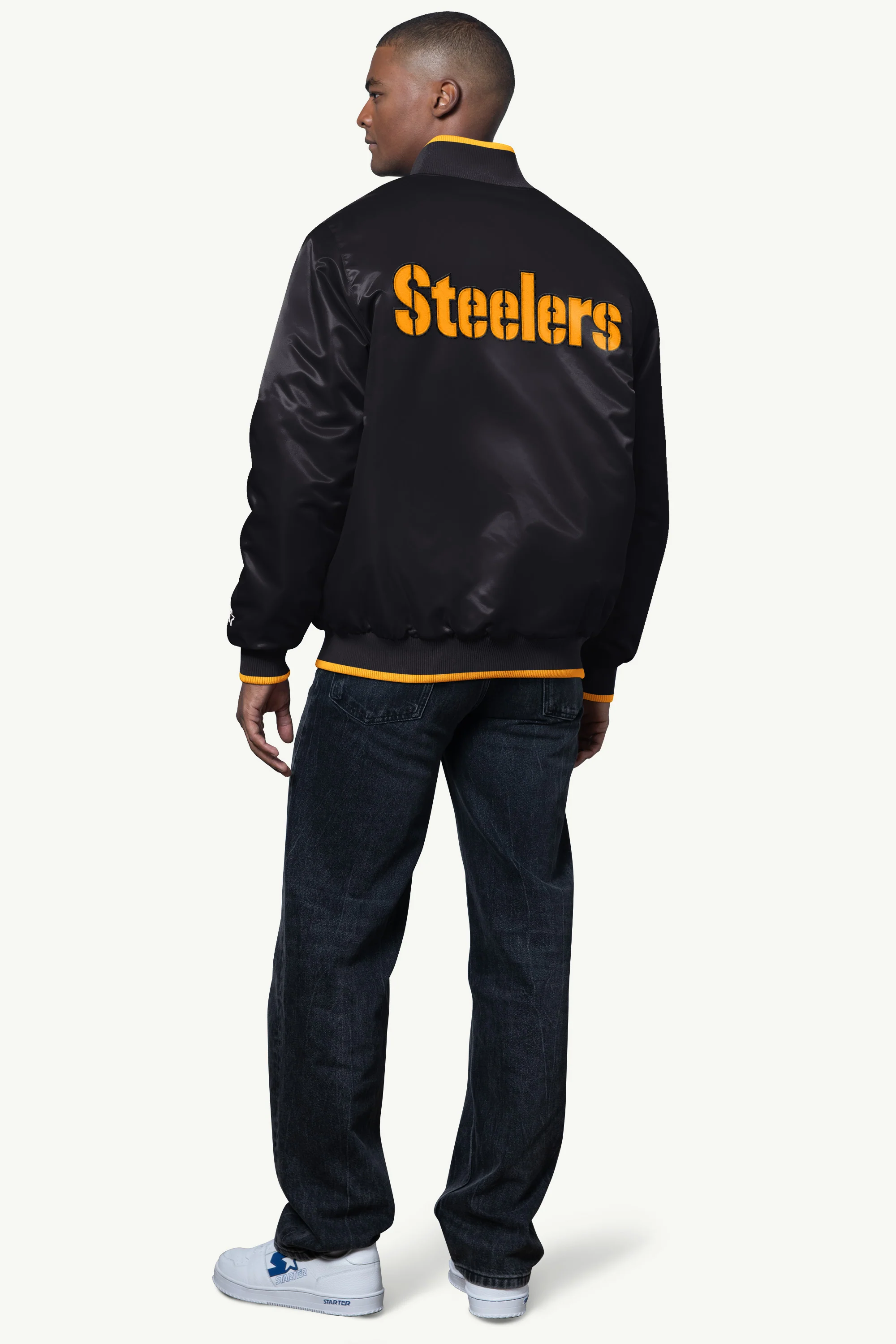 MENS PITTSBURGH STEELERS AMBASSADOR SATIN VARSITY JACKET - Image 2