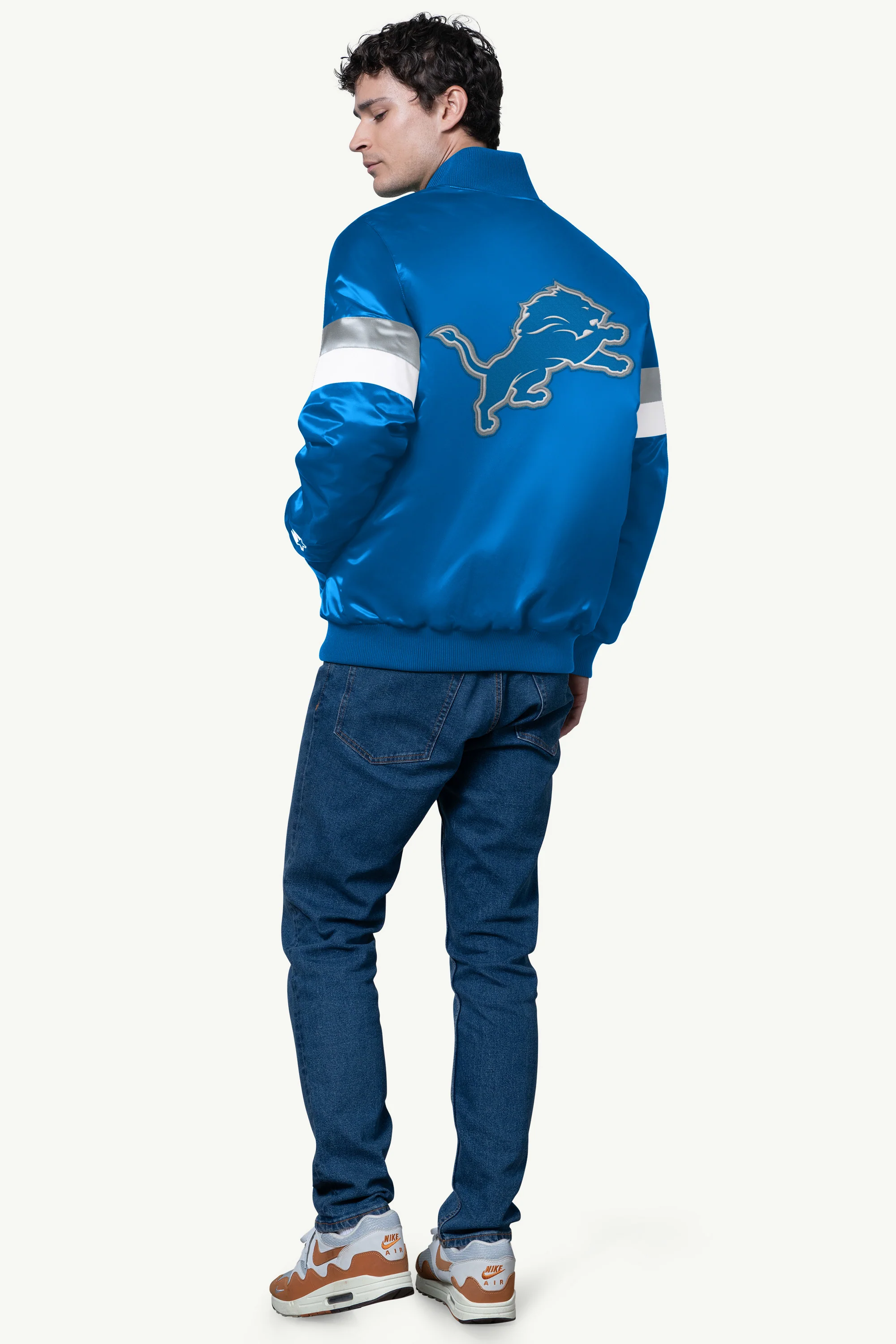 MENS DETROIT LIONS SATIN VARSITY JACKET - Image 2