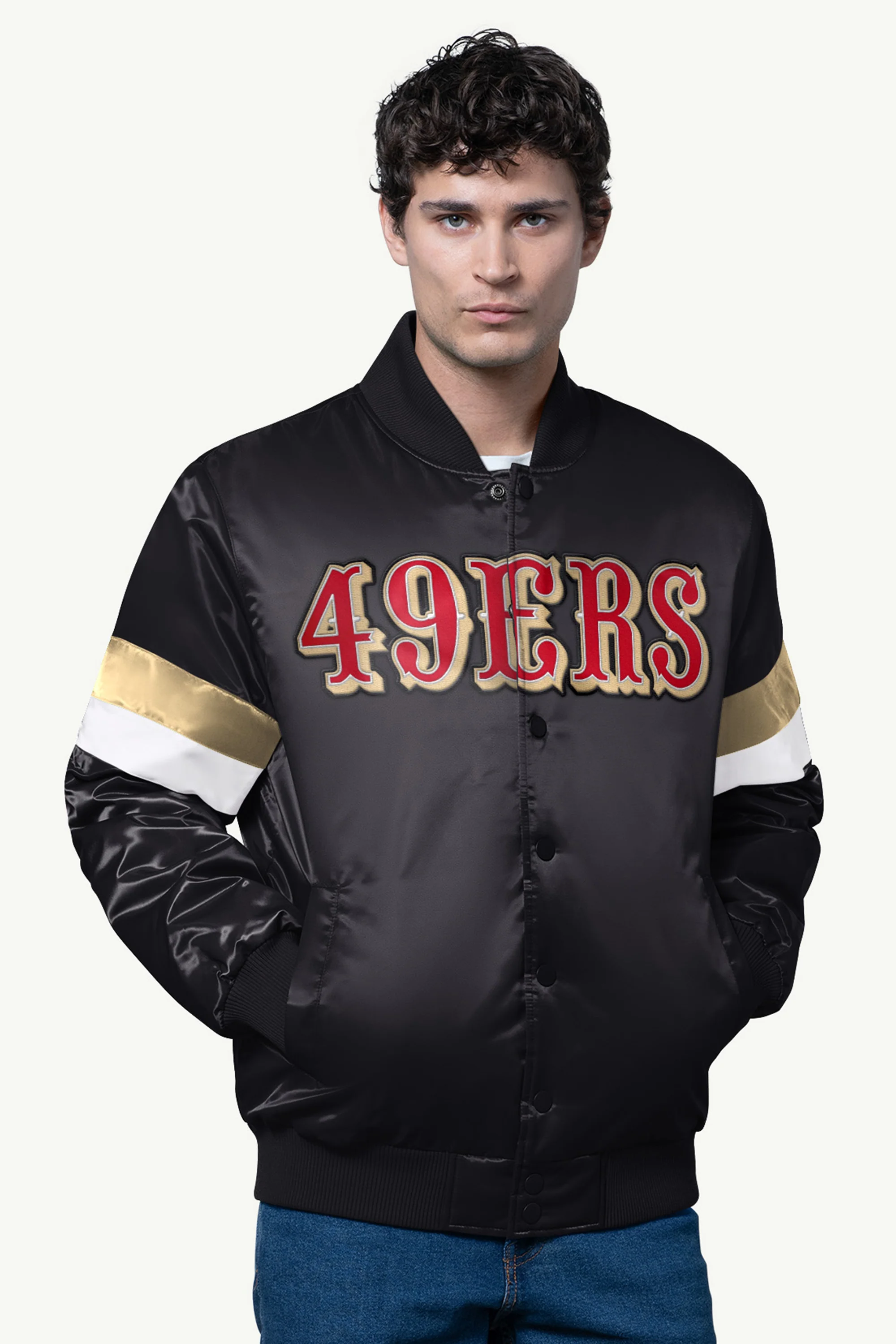 MENS SAN FRANCISCO 49ERS SATIN VARSITY JACKET