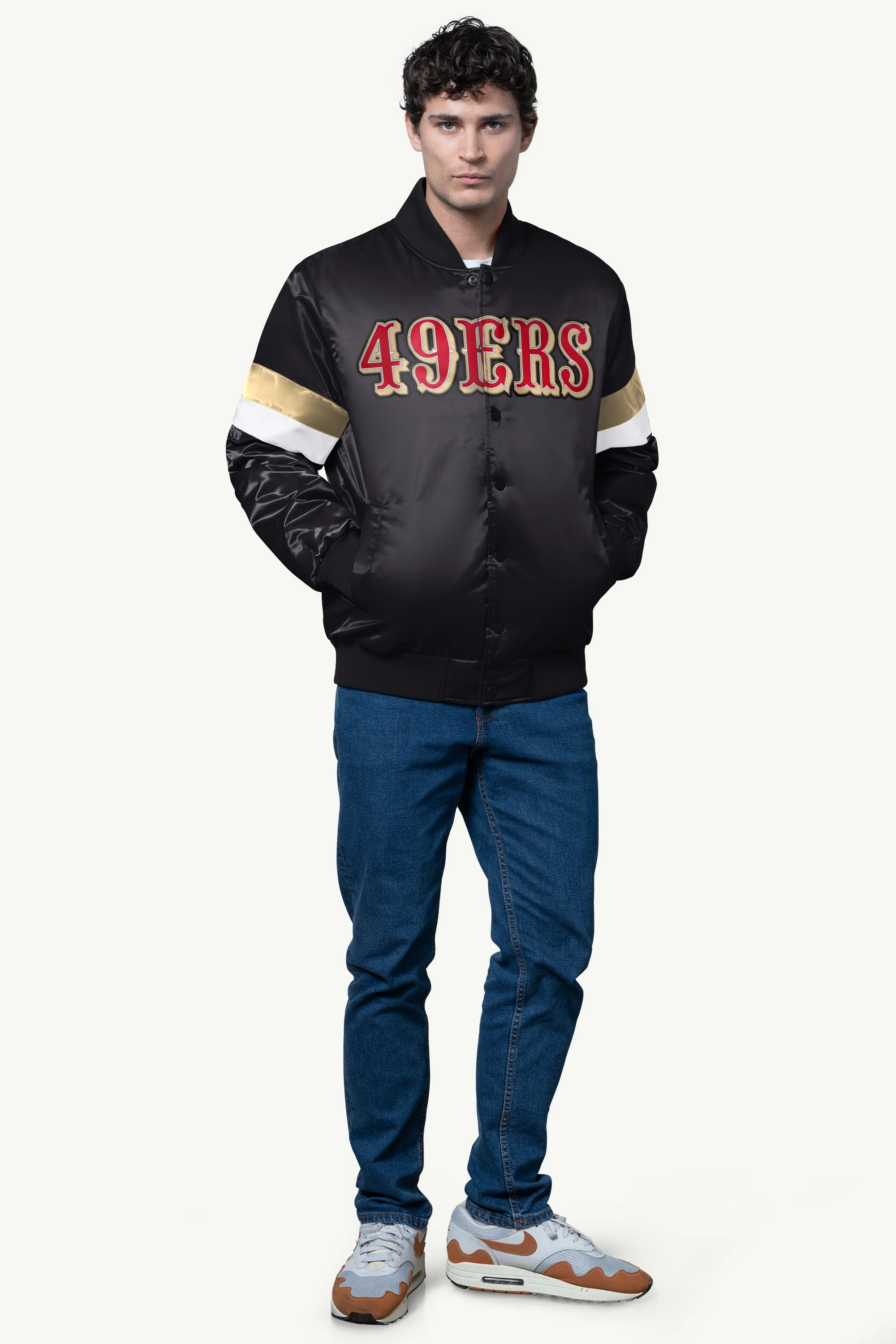 MENS SAN FRANCISCO 49ERS SATIN VARSITY JACKET - Image 3