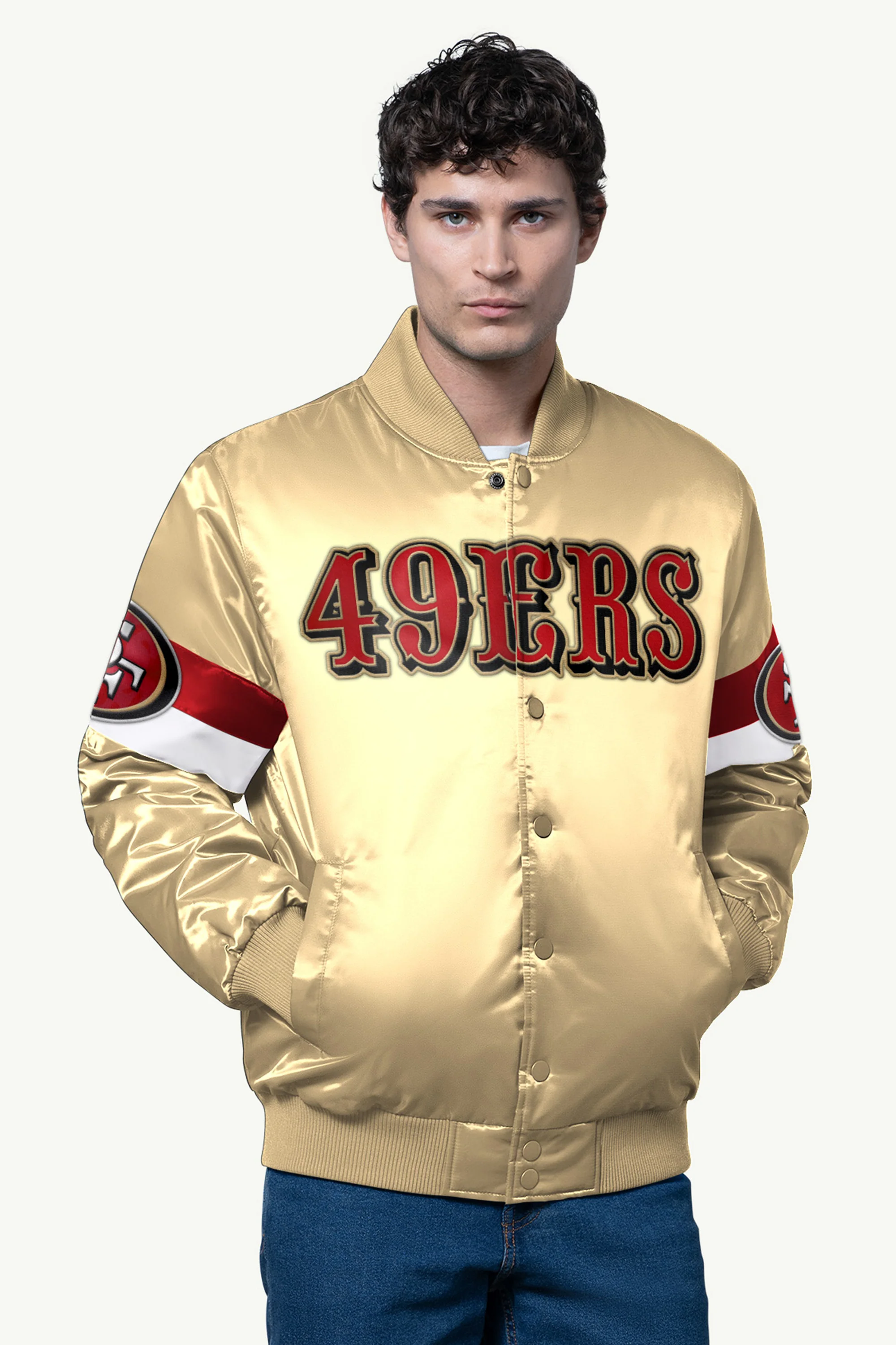 MENS SAN FRANCISCO 49ERS SATIN VARSITY JACKET