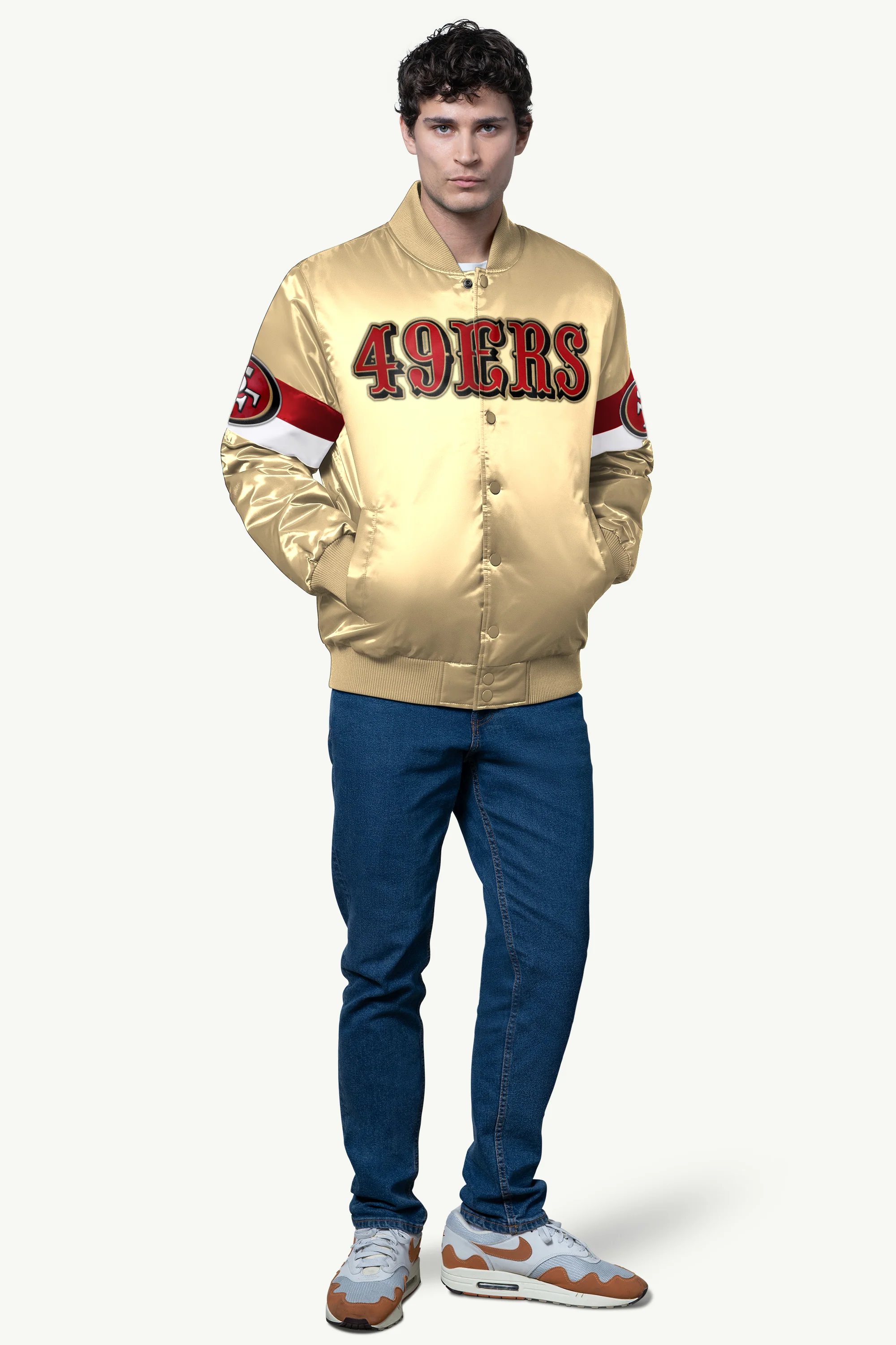 MENS SAN FRANCISCO 49ERS SATIN VARSITY JACKET - Image 3