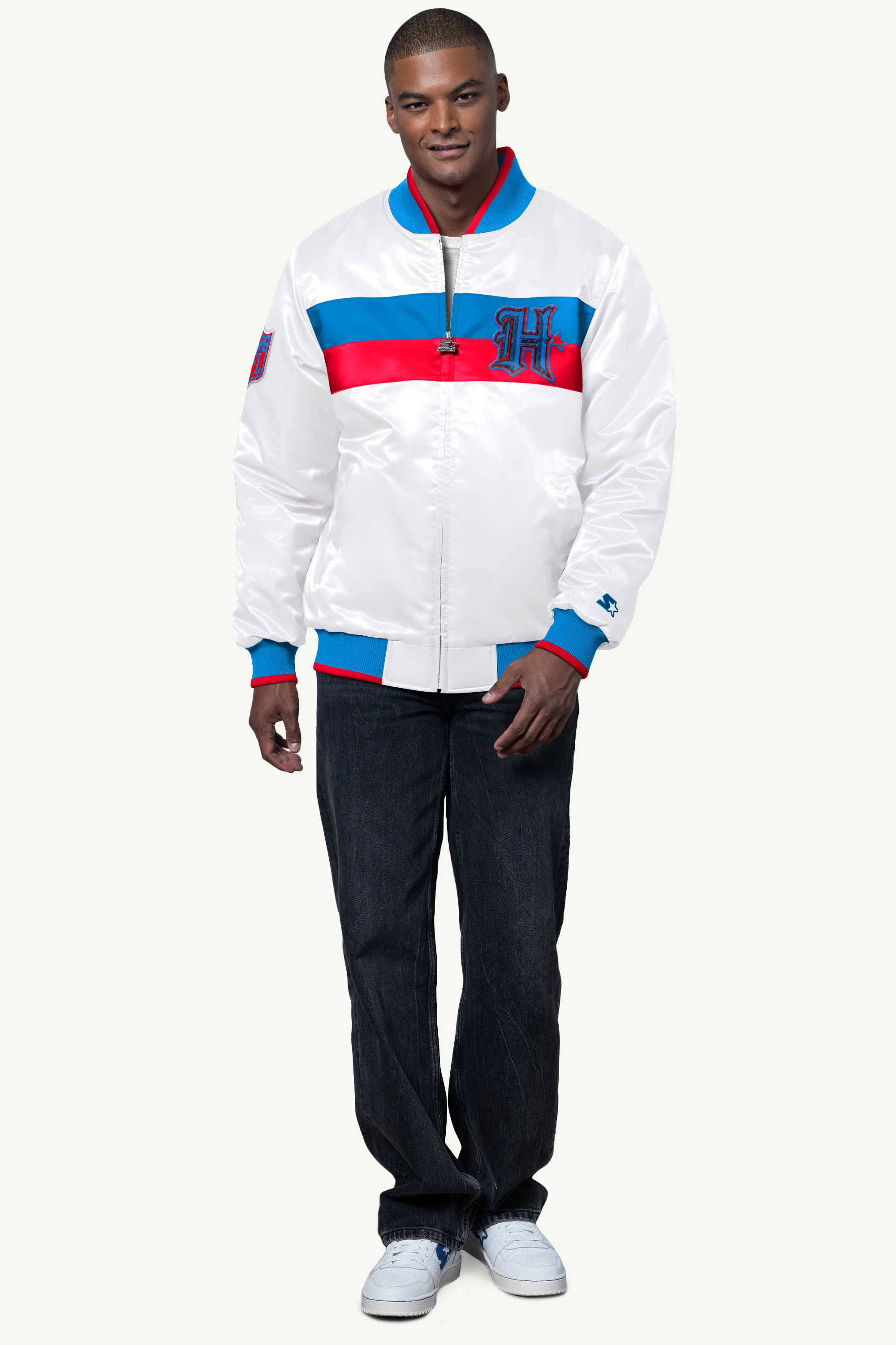 MENS HOUSTON TEXANS AMBASSADOR SATIN VARSITY JACKET - Image 3
