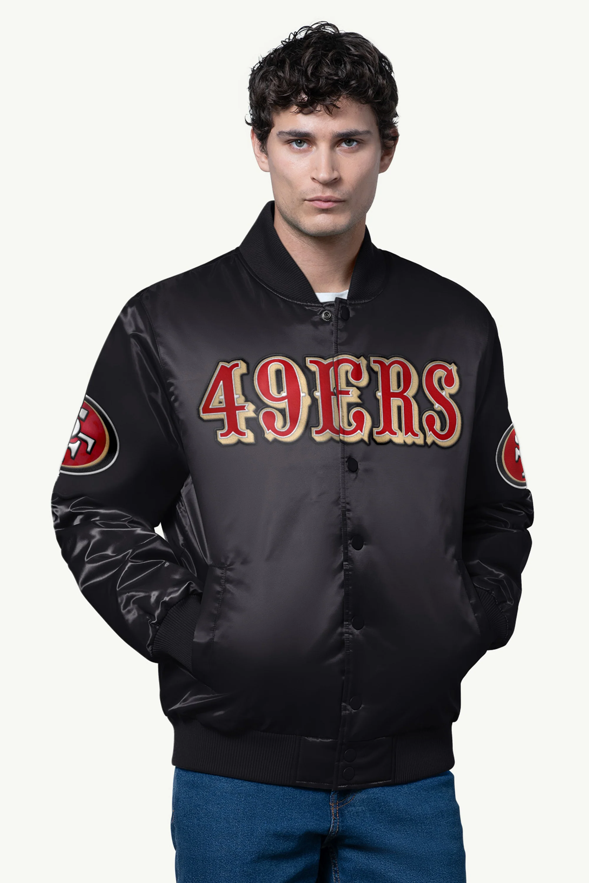 MENS SAN FRANCISCO 49ERS SATIN VARSITY JACKET