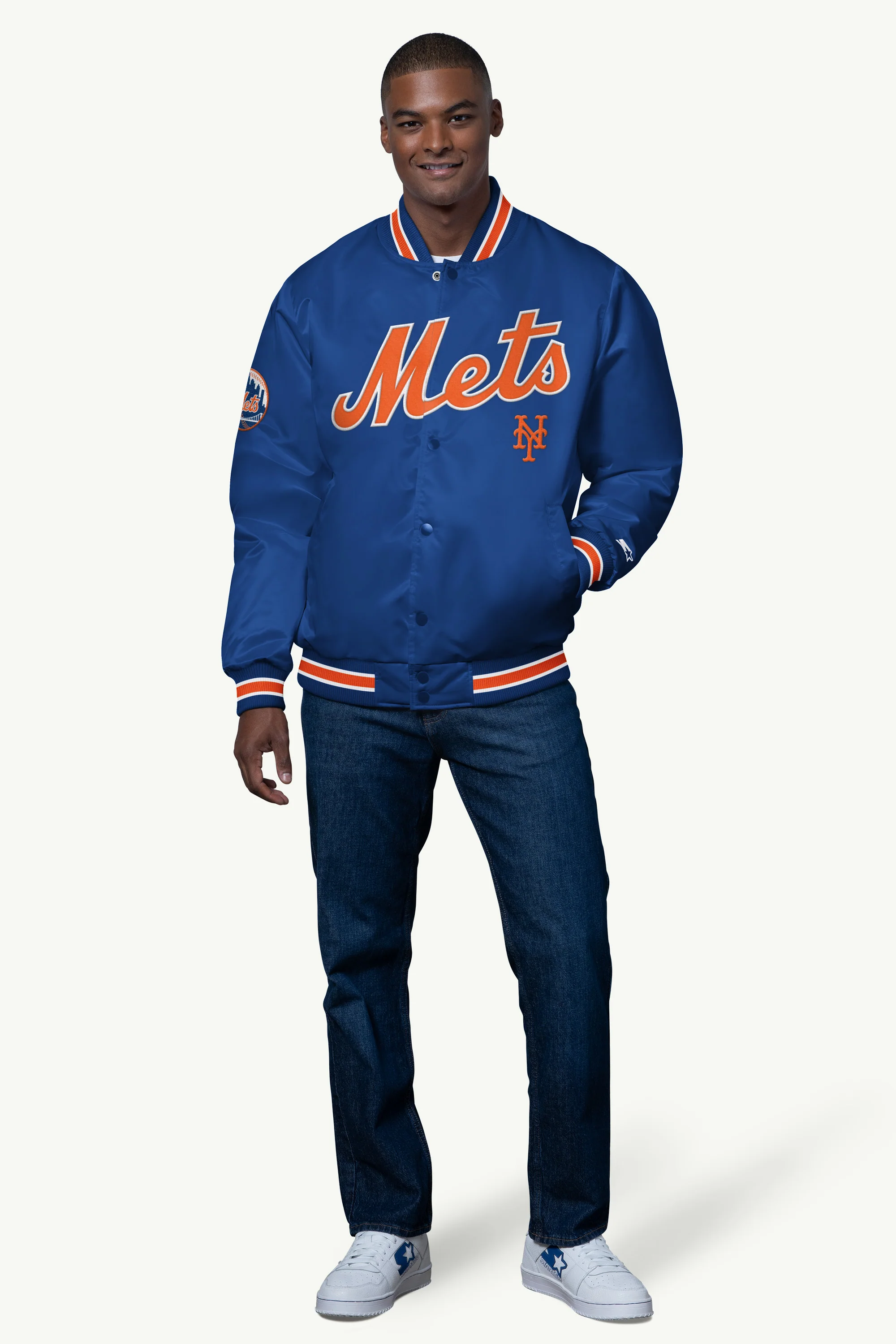 MENS NEW YORK METS SATIN VARSITY JACKET - Image 4