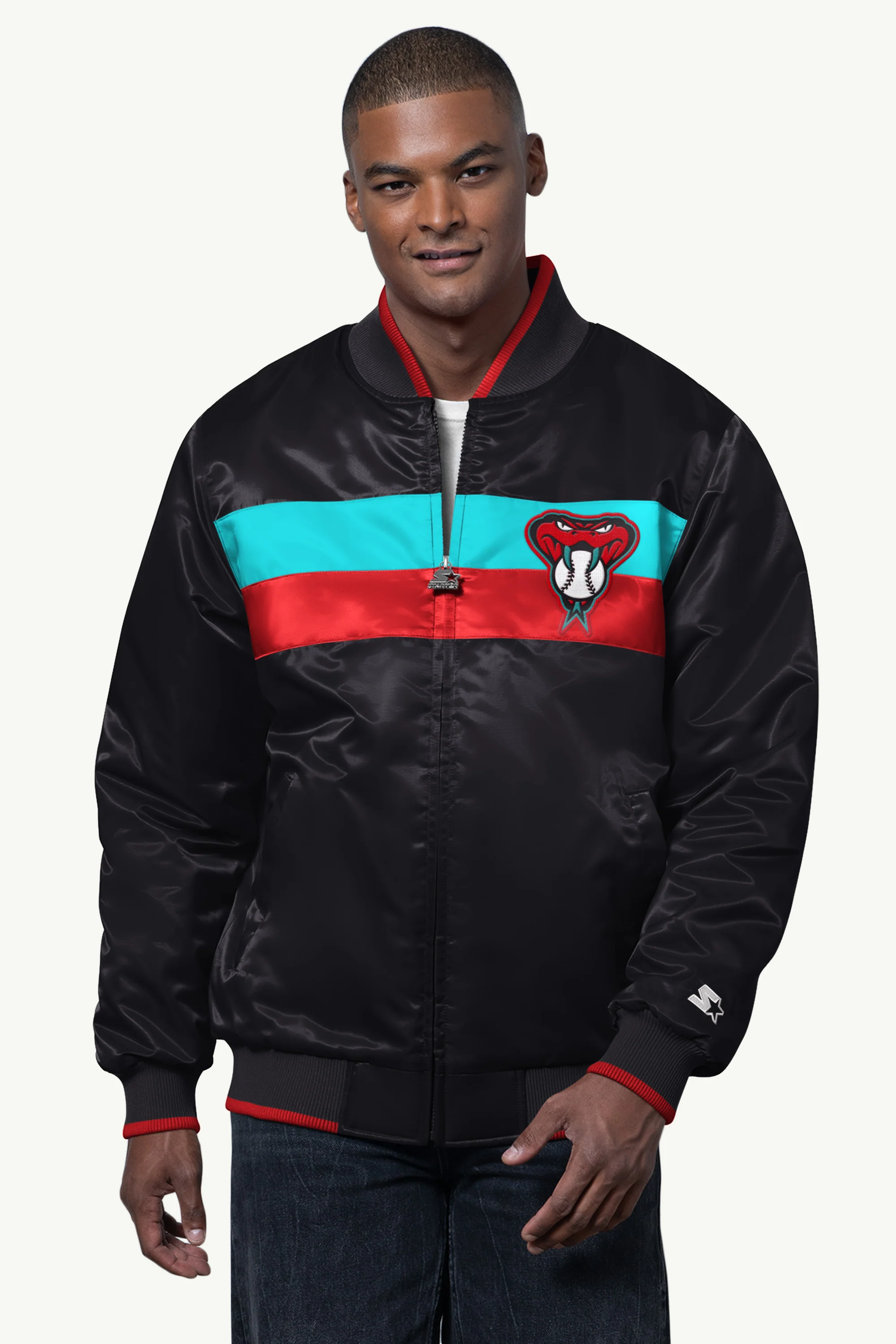 MENS ARIZONA DIAMONDBACKS AMBASSADOR SATIN VARSITY JACKET