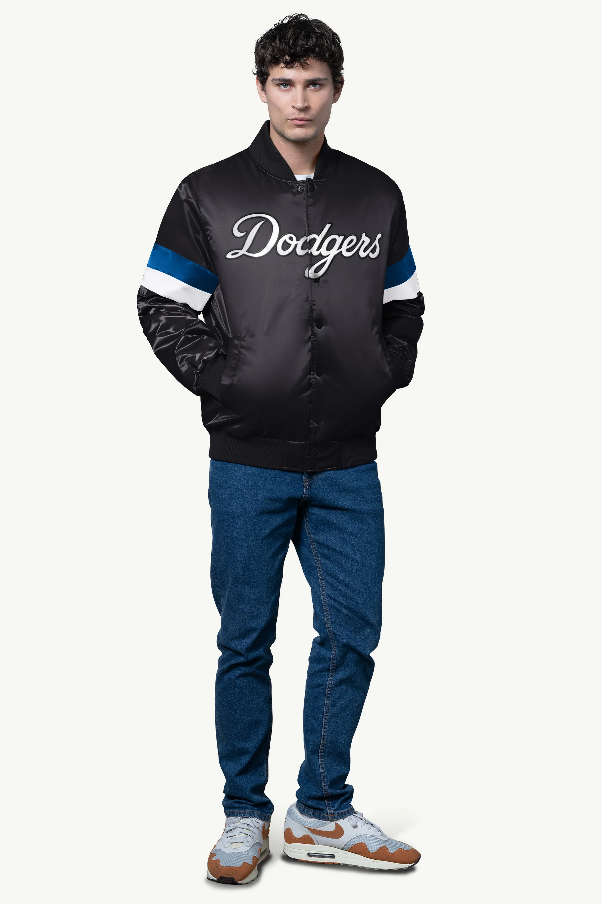MENS LOS ANGELES DODGERS SATIN VARSITY JACKET - Image 3