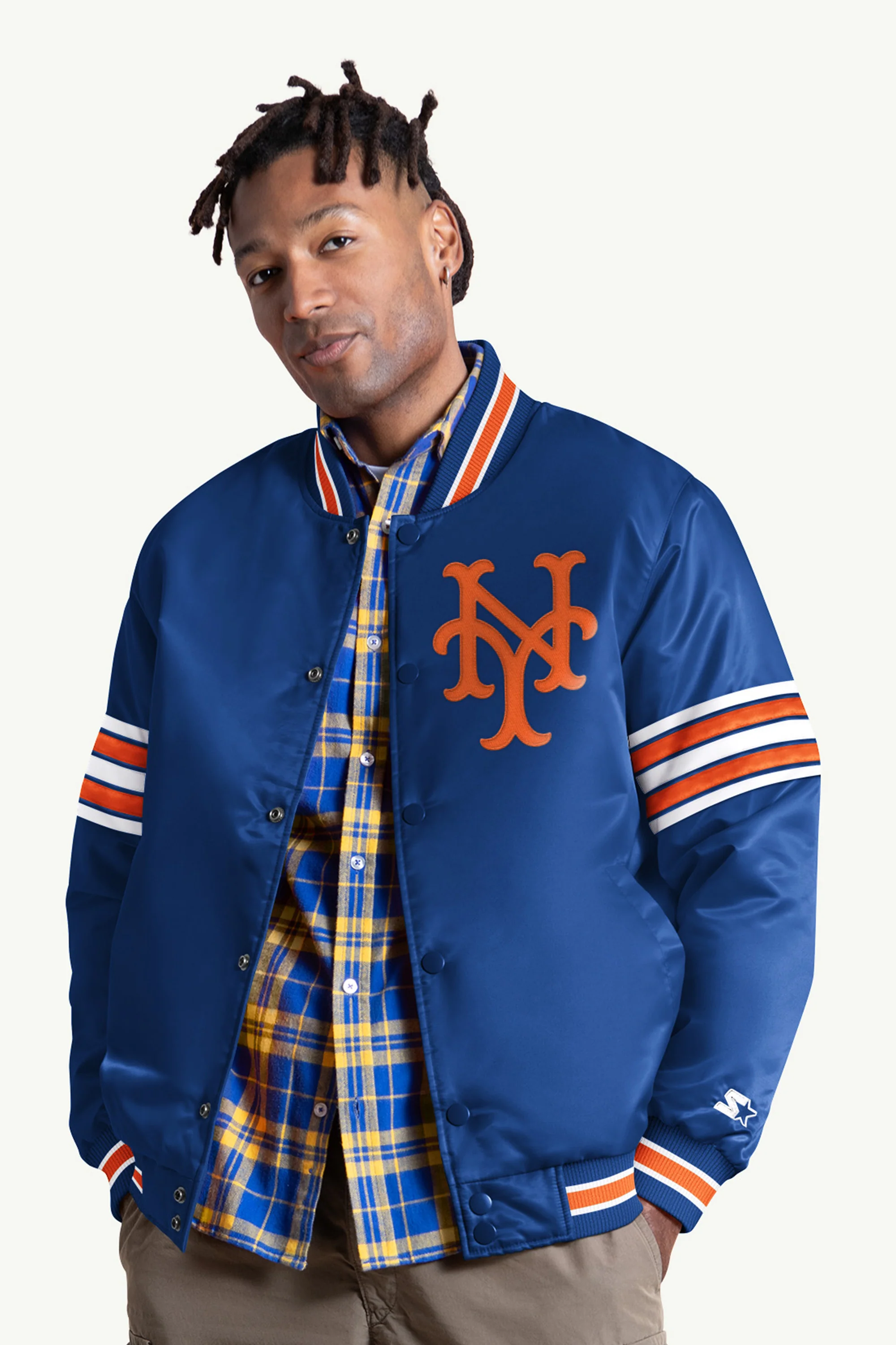 MENS NEW YORK METS SATIN VARSITY JACKET