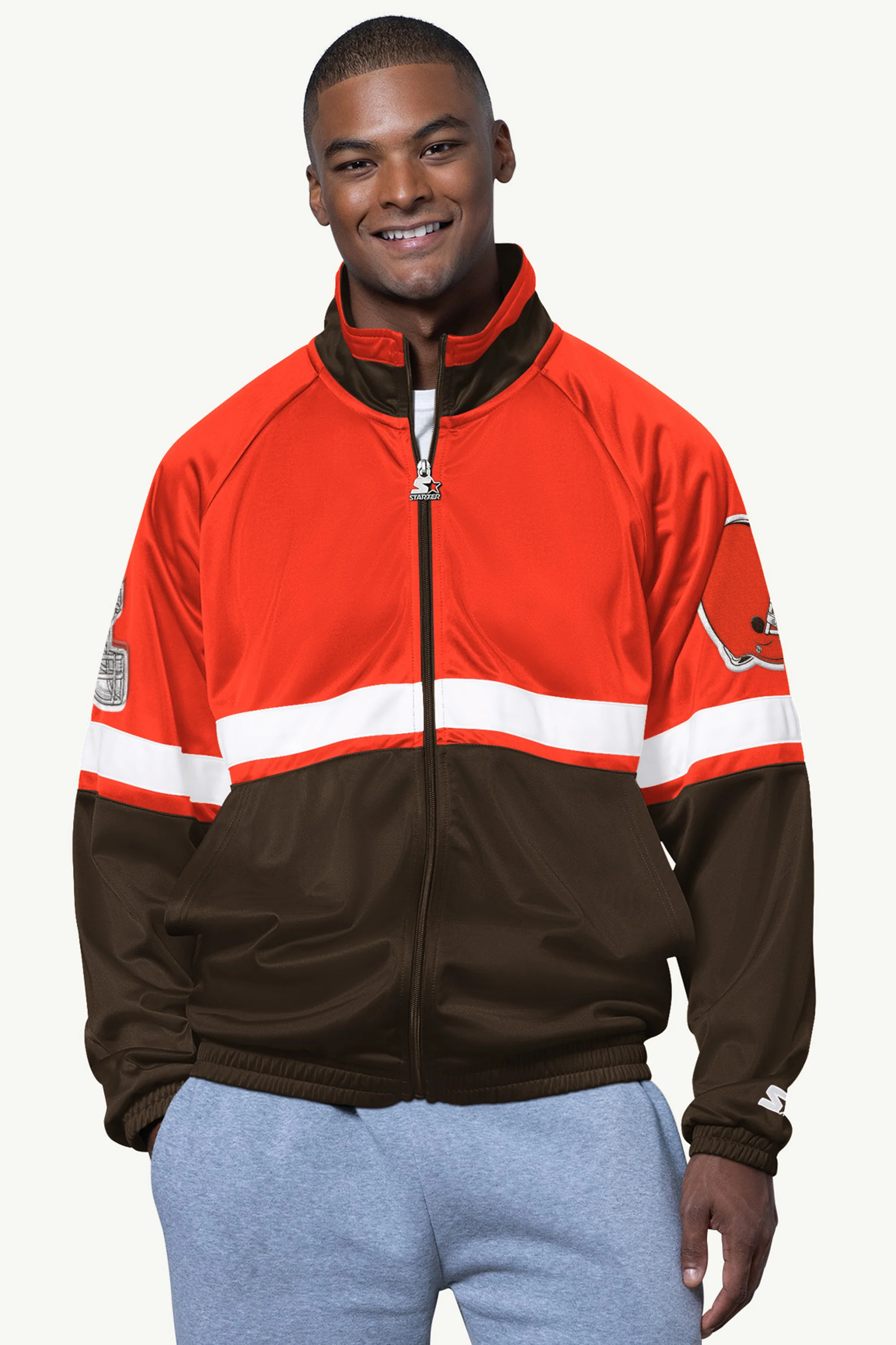 MENS CLEVELAND BROWNS VETERAN TRACK JACKET