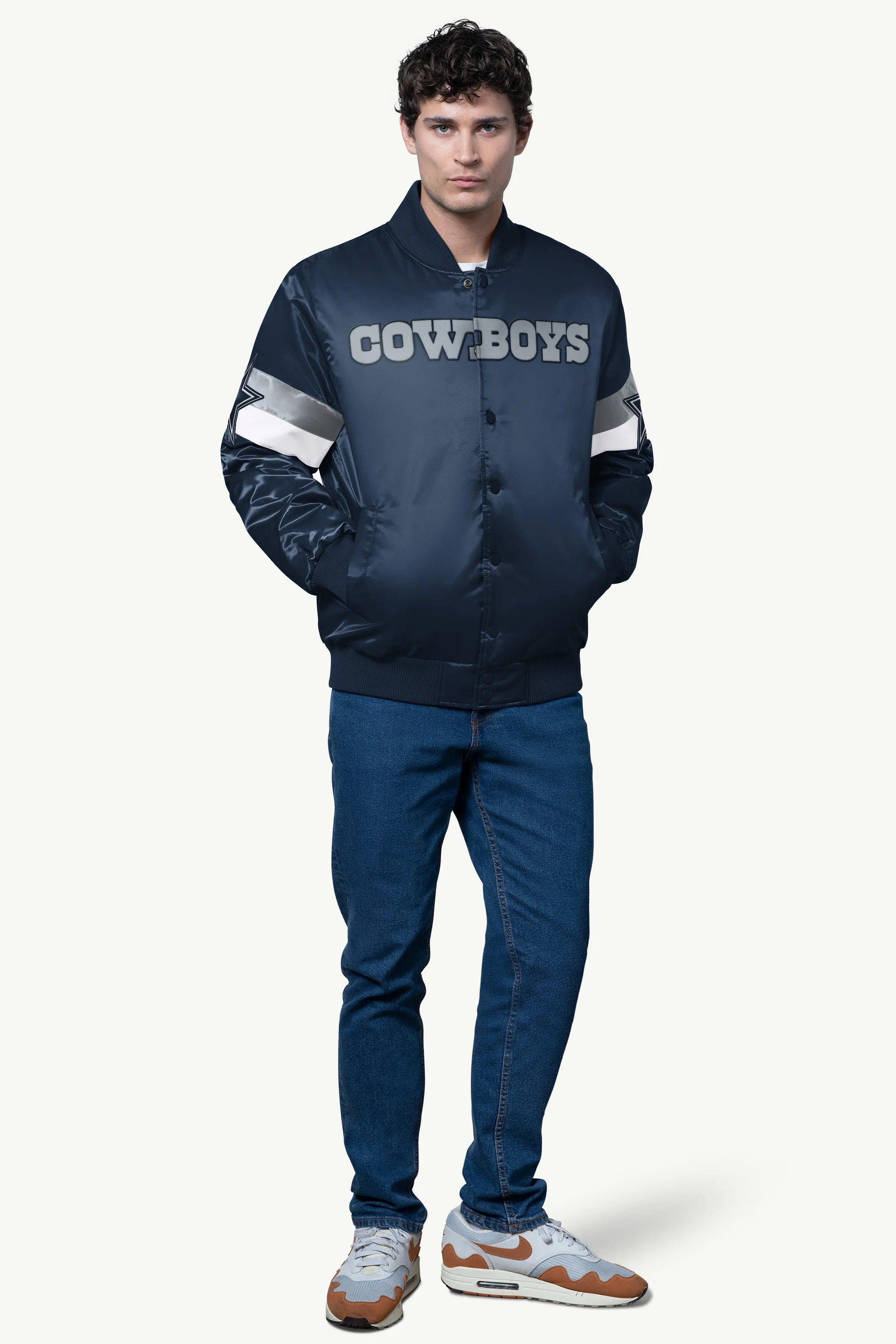 MENS DALLAS COWBOYS TRIPLE OPTION SATIN VARSITY JACKET - Image 3