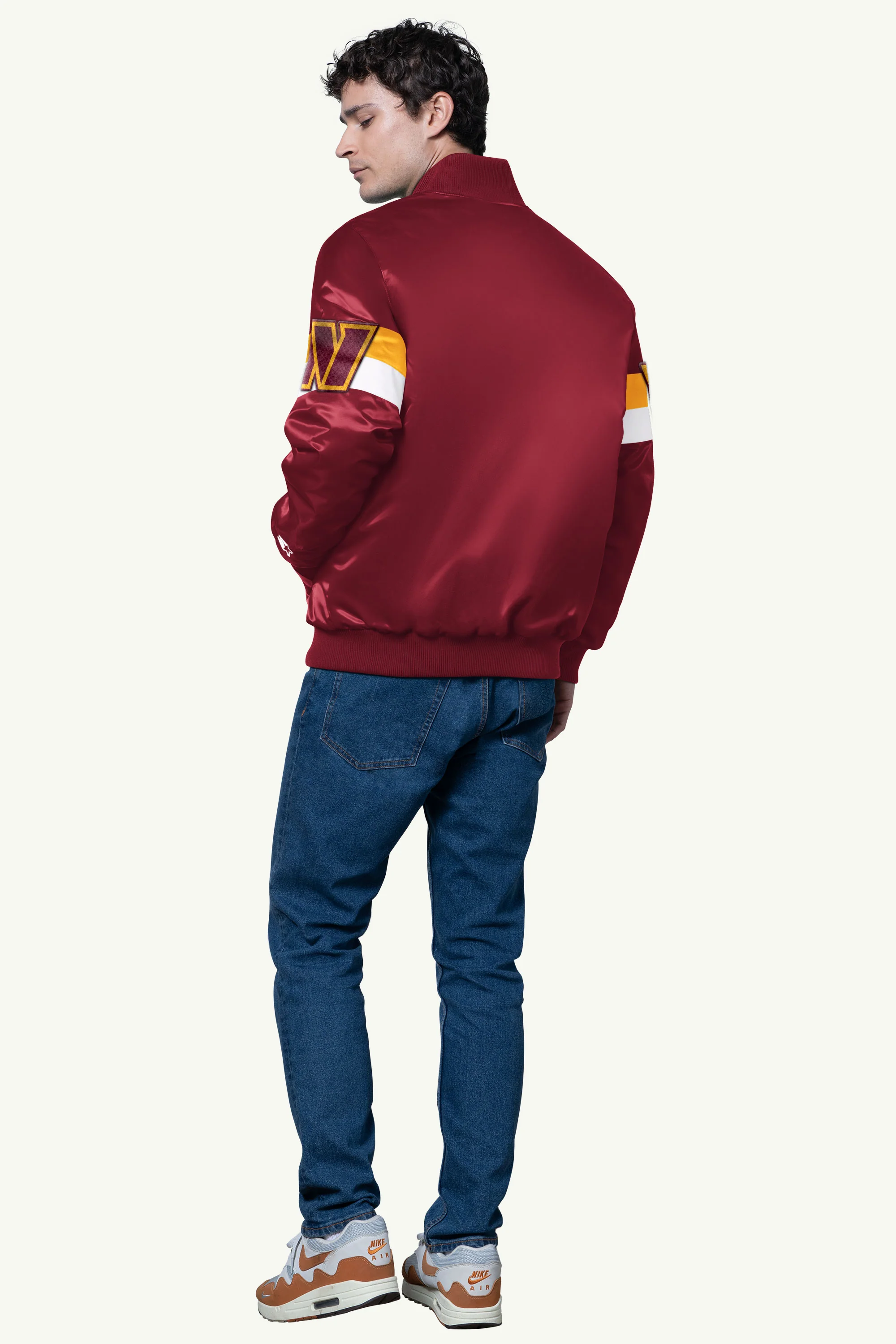 MENS WASHINGTON COMMANDERS TRIPLE OPTION SATIN VARSITY JACKET - Image 2